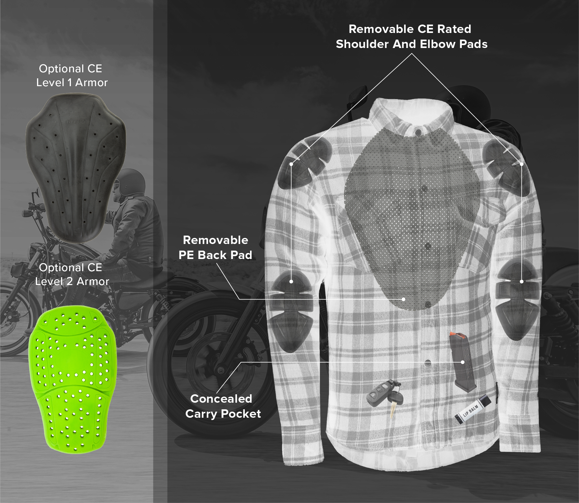 Highway 21 Men's Marksman Brown/Tan Motorcycle Flannel Shirt