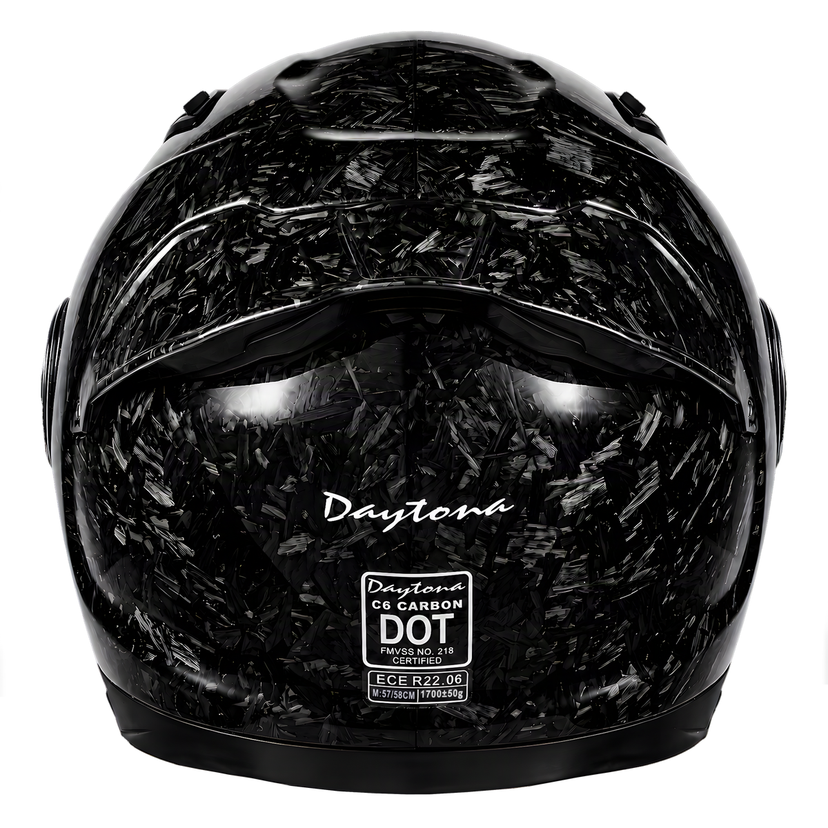 Daytona C6 Pro Forged Grey Carbon Fiber Modular Motorcycle Helmet - back view