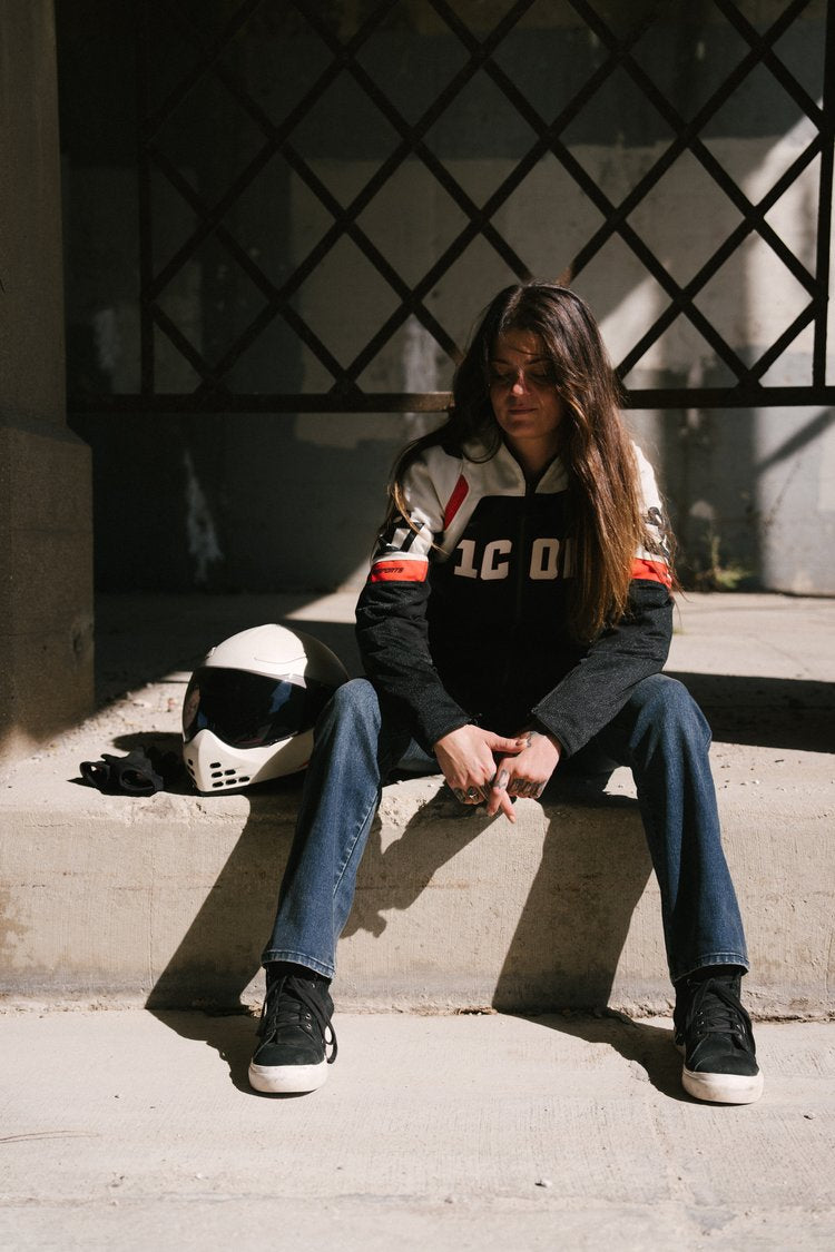 Icon Women's Tuscadero 3 Blue Denim Riding Jeans