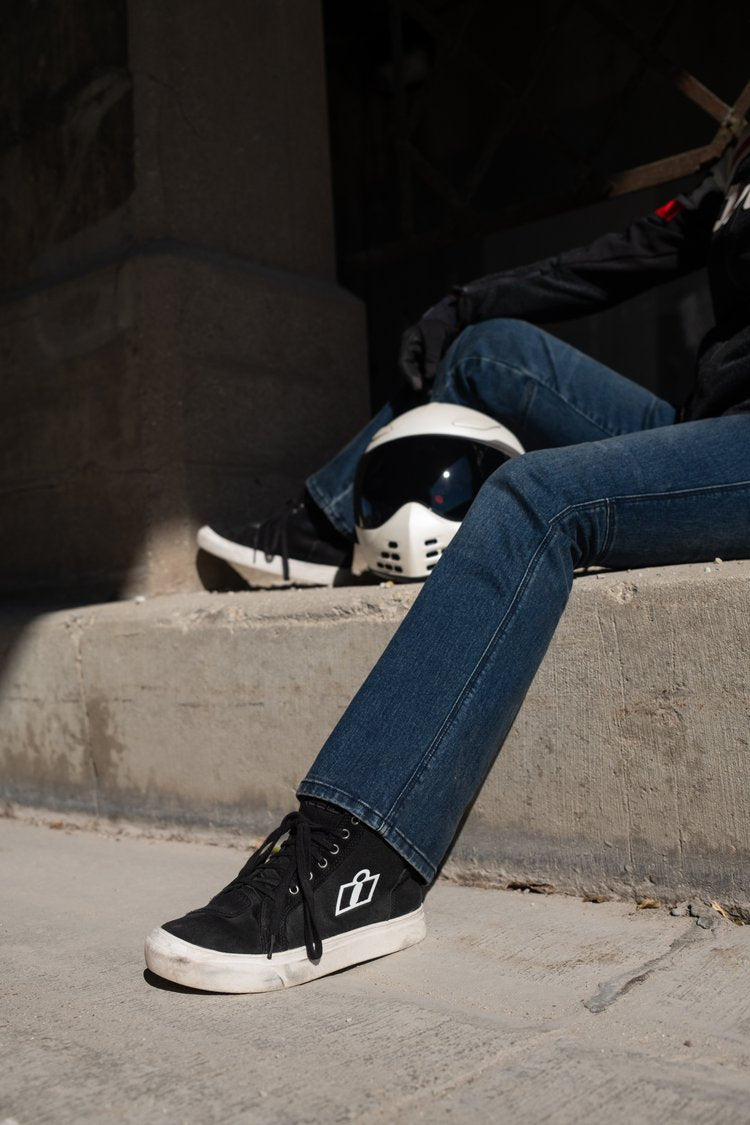 Icon Women's Tuscadero 3 Blue Denim Riding Jeans