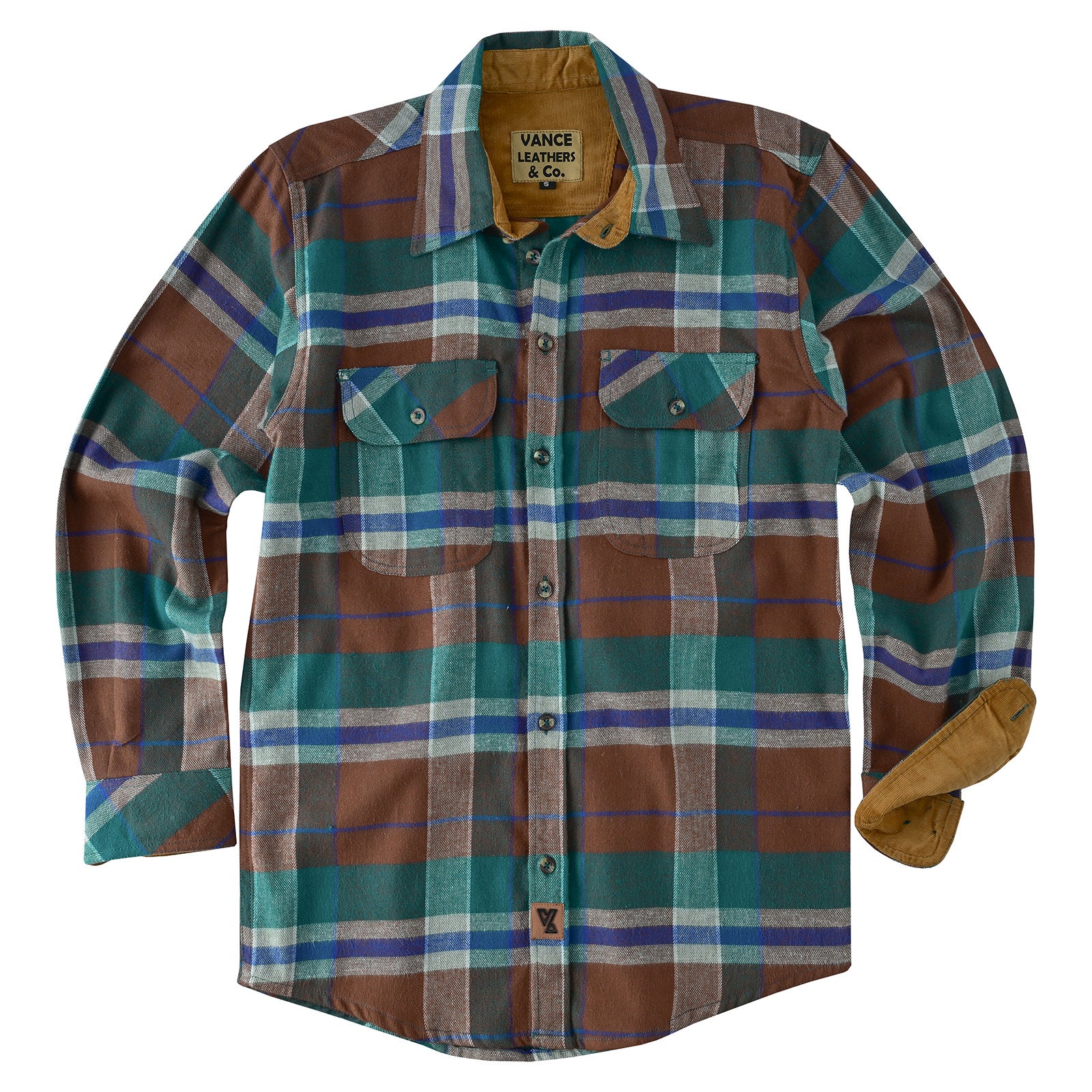 Men's Smoky Mountain Long Sleeve Plaid Button Down Casual Flannel Shirt - Flat