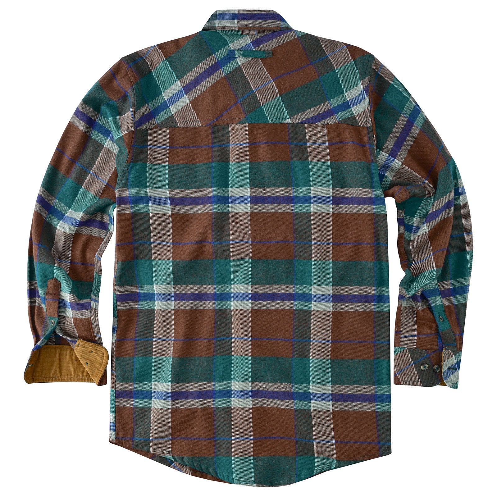 Men's Smoky Mountain Long Sleeve Plaid Button Down Casual Flannel Shirt - Flat Back
