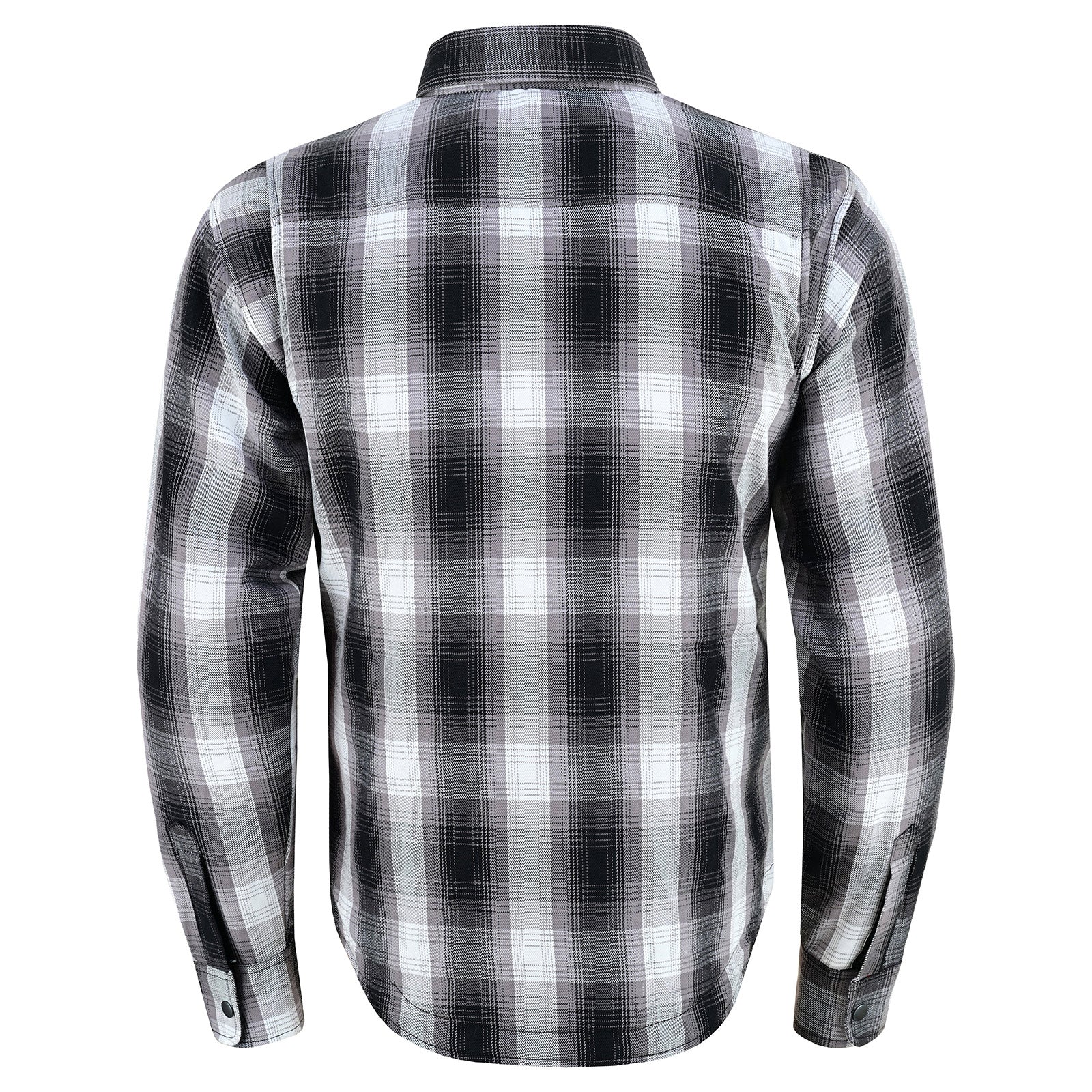 Men’s Timberwolf Armored Flannel Motorcycle Shirt w/Underarm Ventilation & CE Approved Armor Reinforced w/Aramid Fiber - Back View