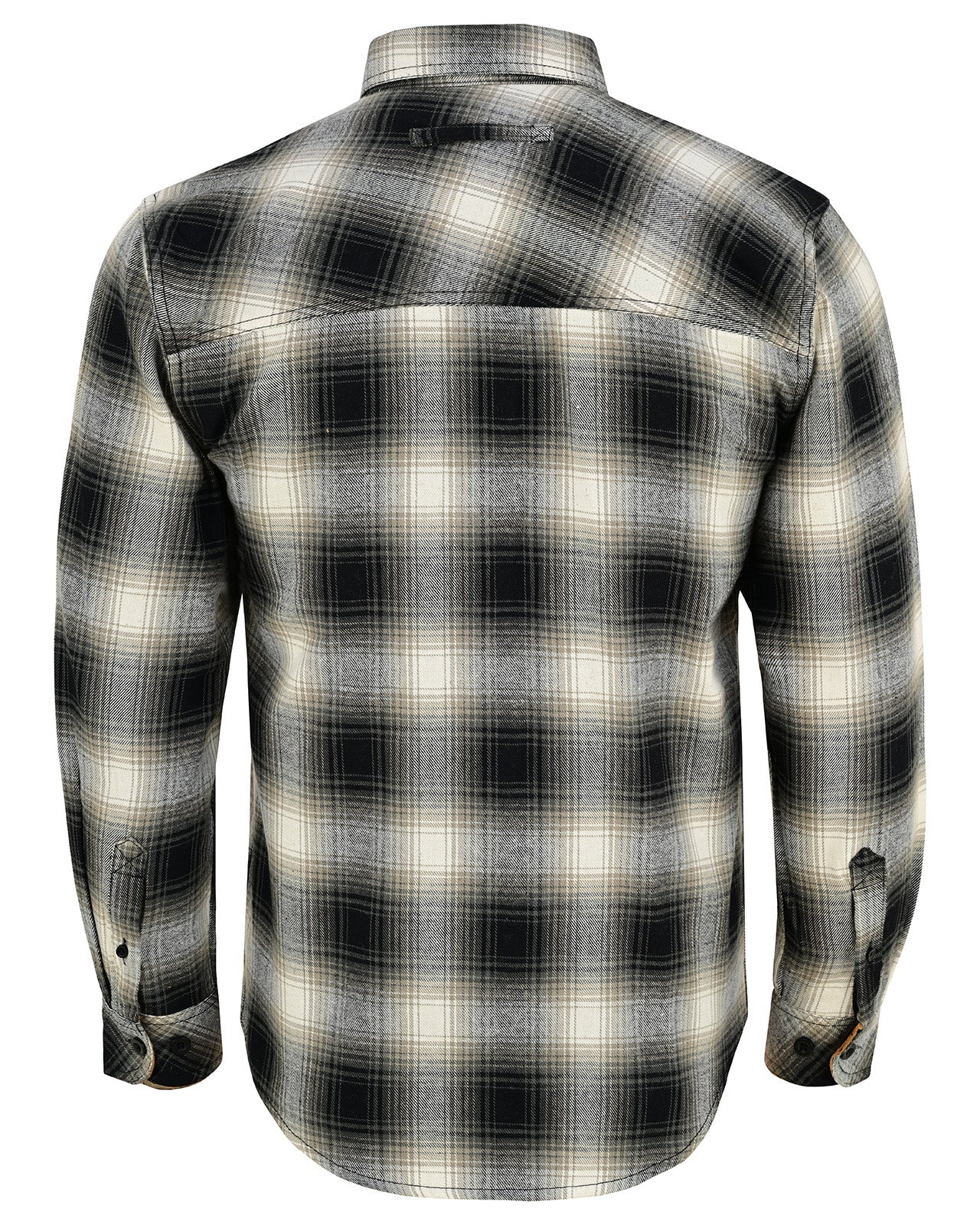 Mens Timberwolf Long Sleeve Plaid Button Down Casual Flannel Shirt - Back View
