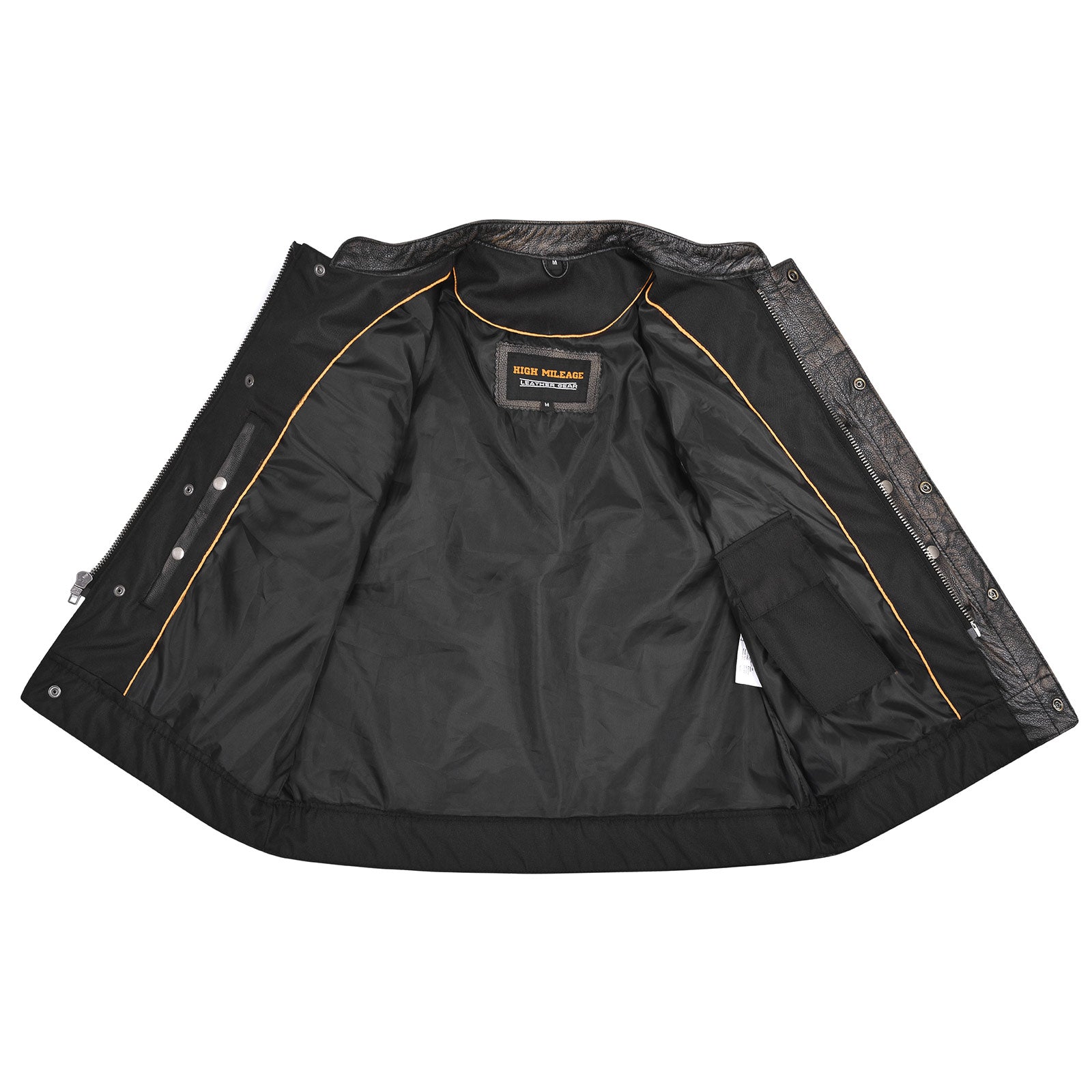 High Mileage Mens Premium Cowhide Distressed Brown SOA Style Biker Club Leather Motorcycle Vest