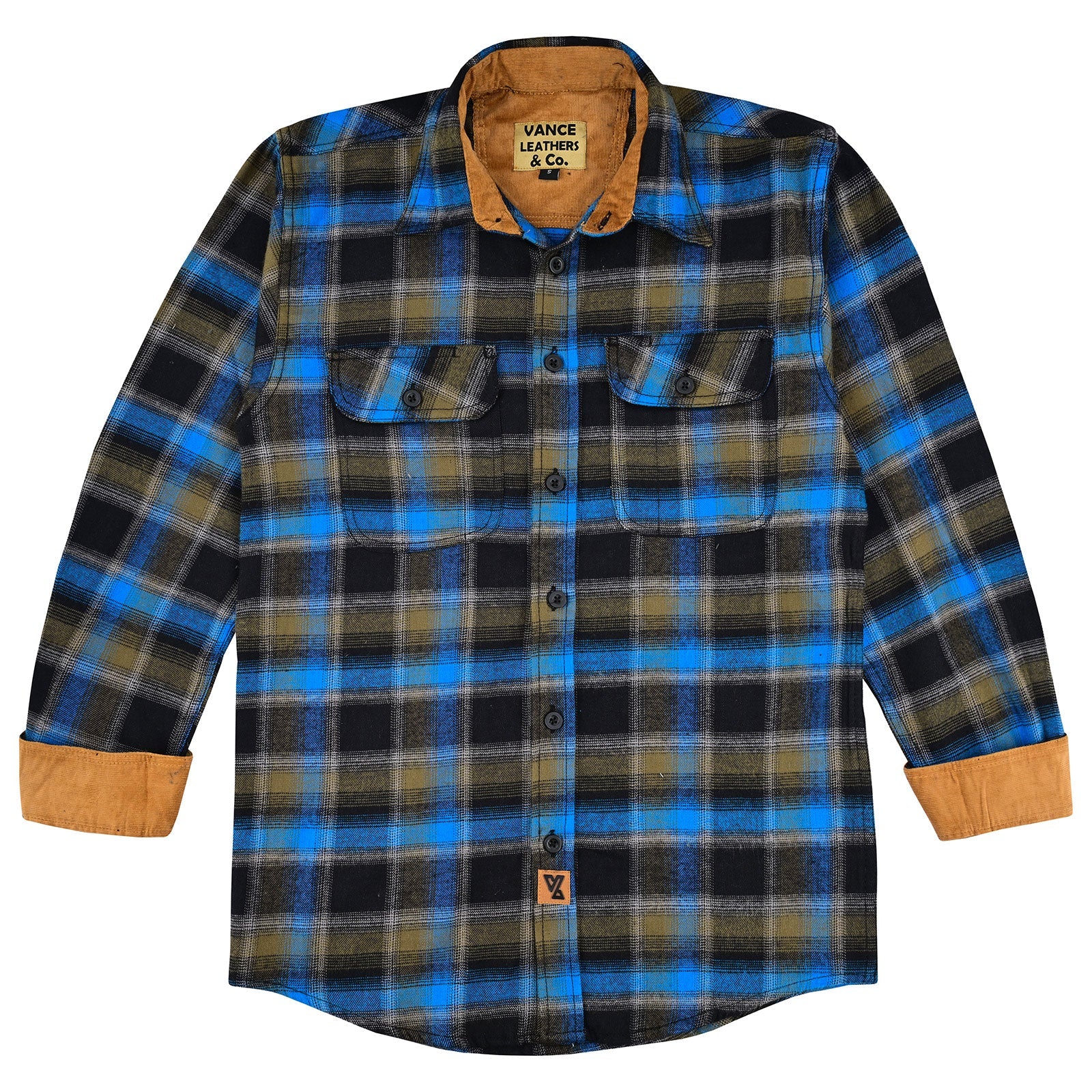 Plaid River Mens Long Sleeve Plaid Button Down Casual Flannel Shirt - Flat