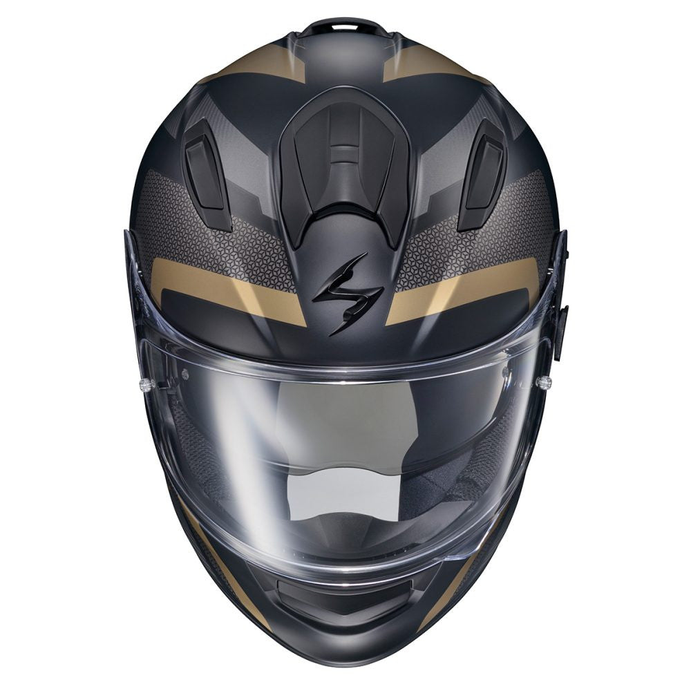 Scorpion-EXO-Ryzer-Evolution-Full-Face-Motorcycle-Helmet-Gold-front-view