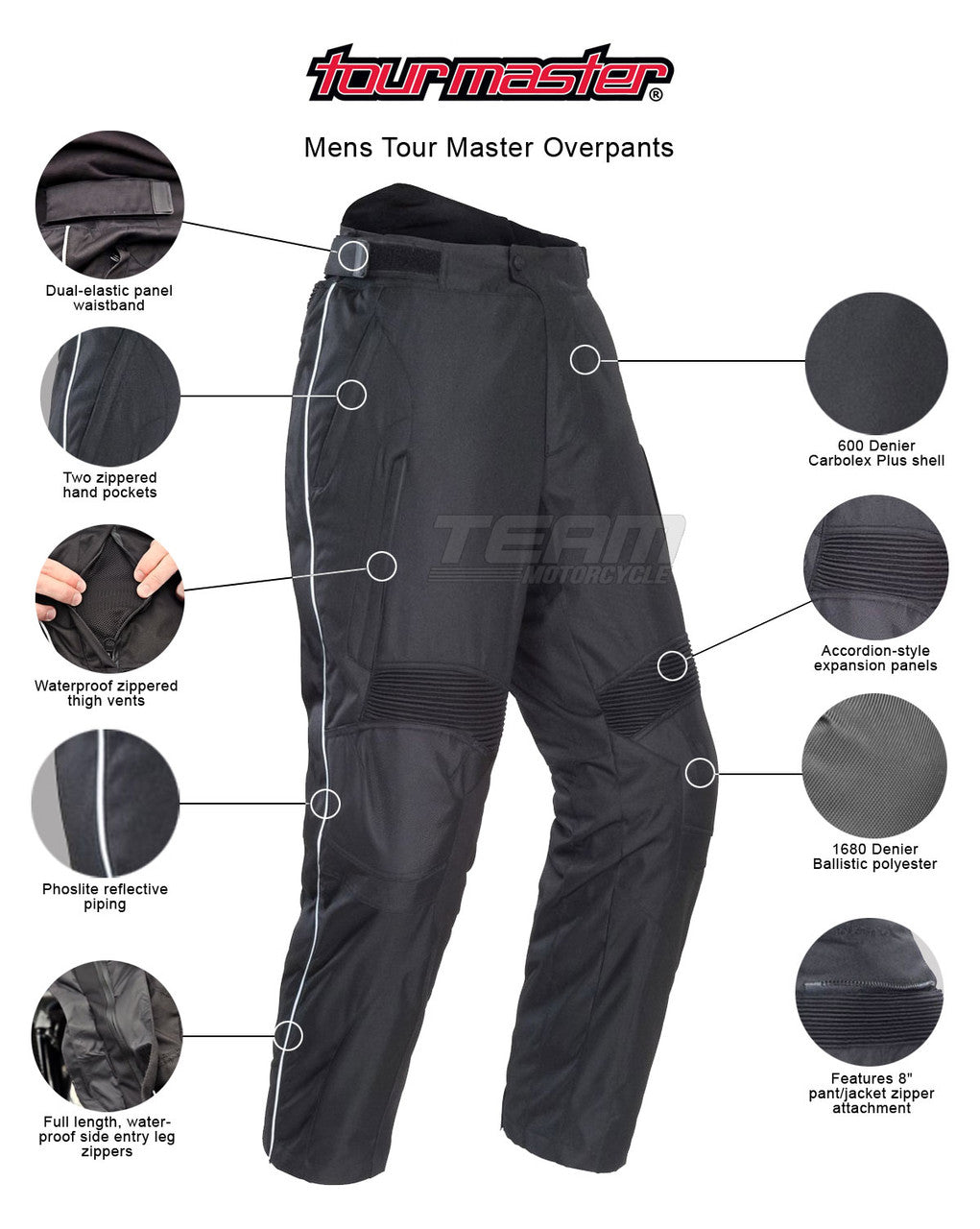 Mens Tour Master Overpants - Infographics