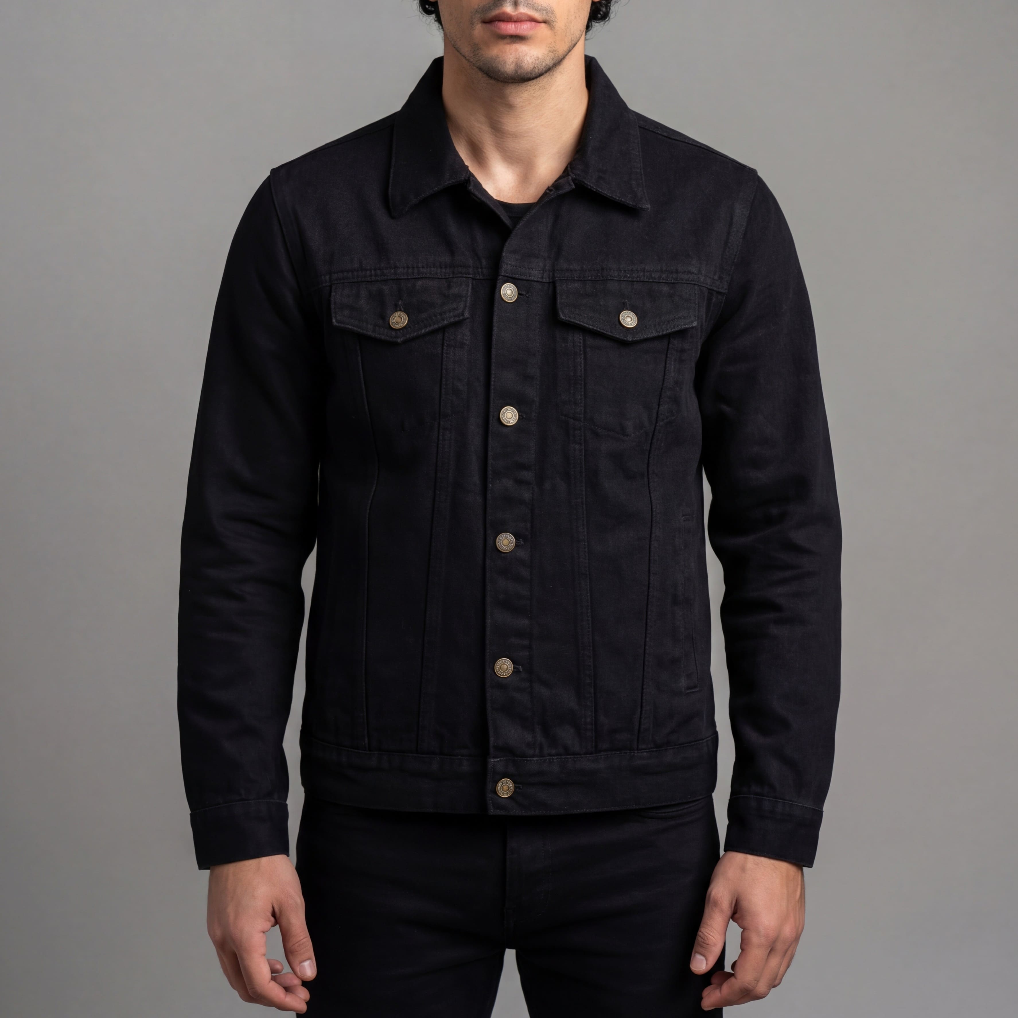 Vance VB510BK Men's Black Heavy Duty Denim Button Front Motorcycle