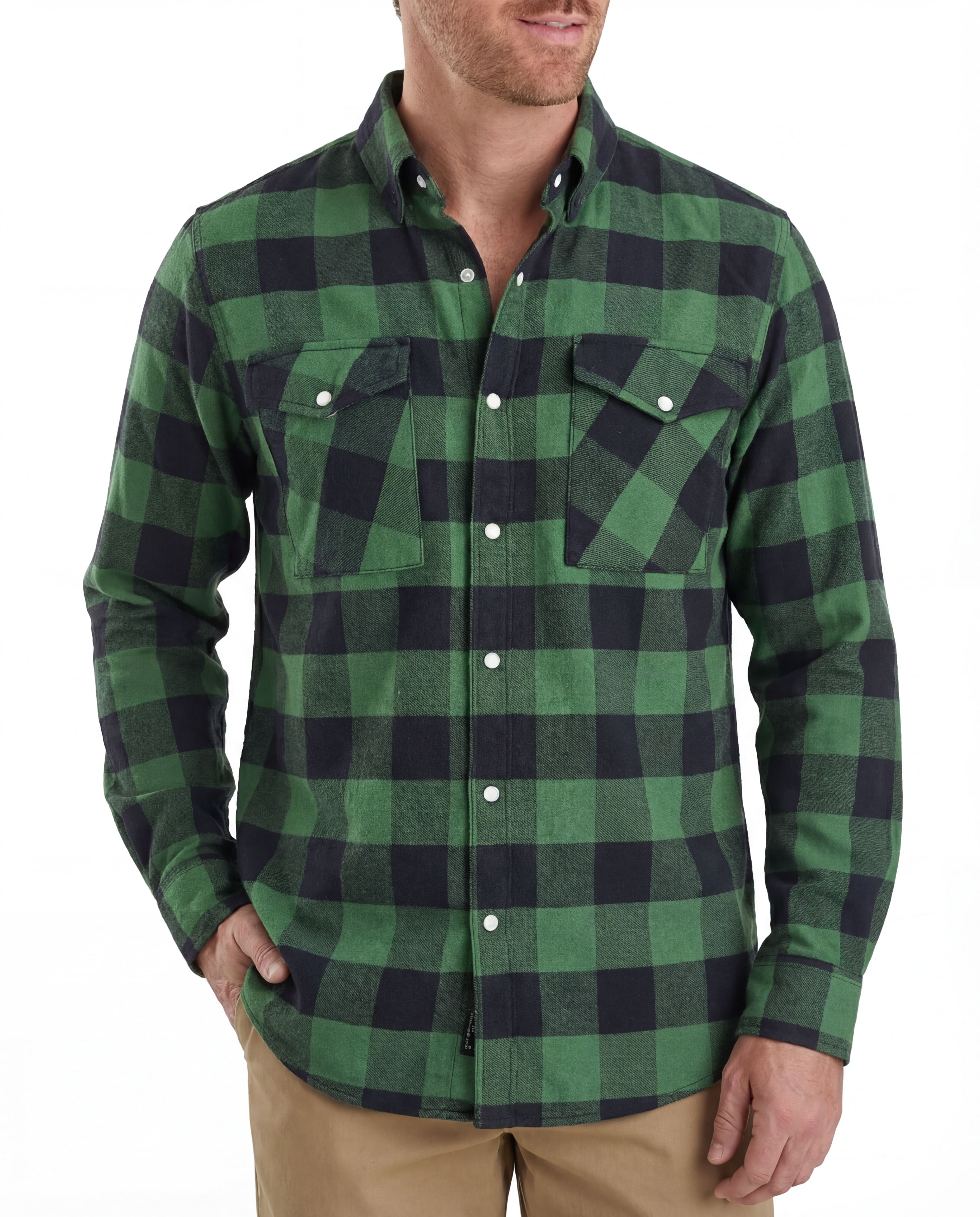 Dream Apparel Mens Black & Green Flannel Shirt Plaid Long Sleeve with Chest Pockets XL Dream Apparel Mens Black & Green Flannel Shirt Plaid Long Sleeve with Chest Pockets XL
