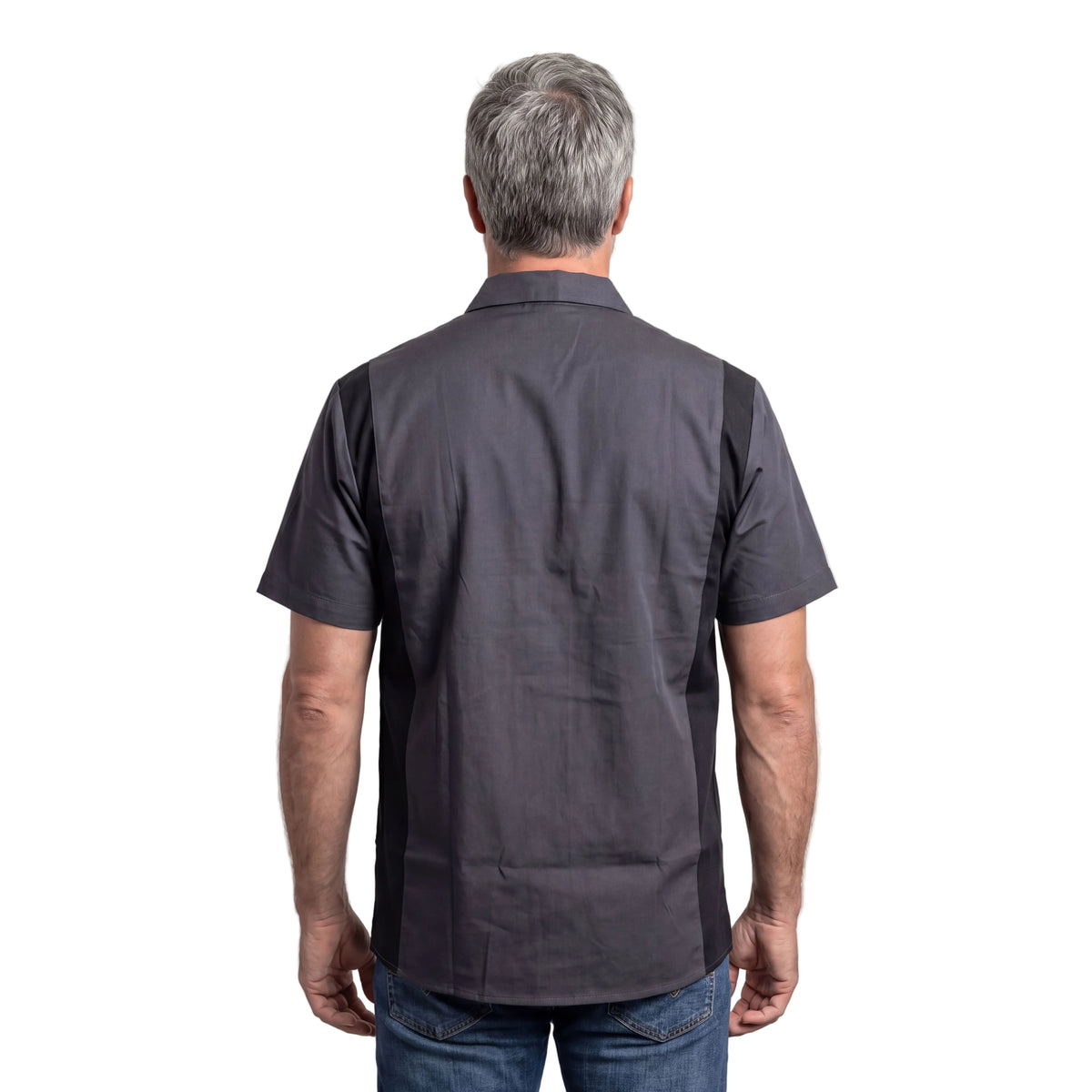 Vance - Men's Work Shirts Grey with Black Sides - back pose