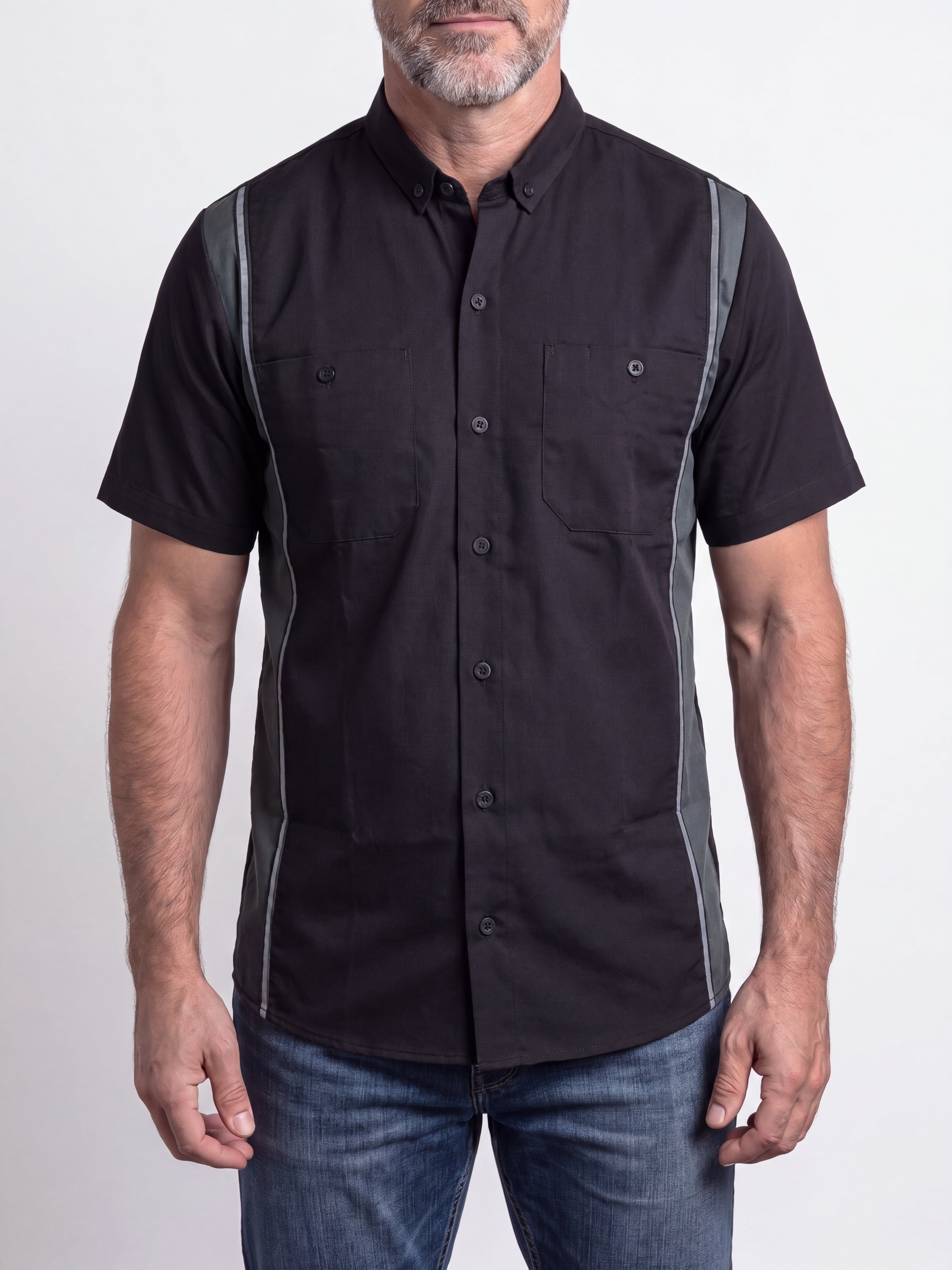 Vance - Men's Work Shirts Black with Grey sides