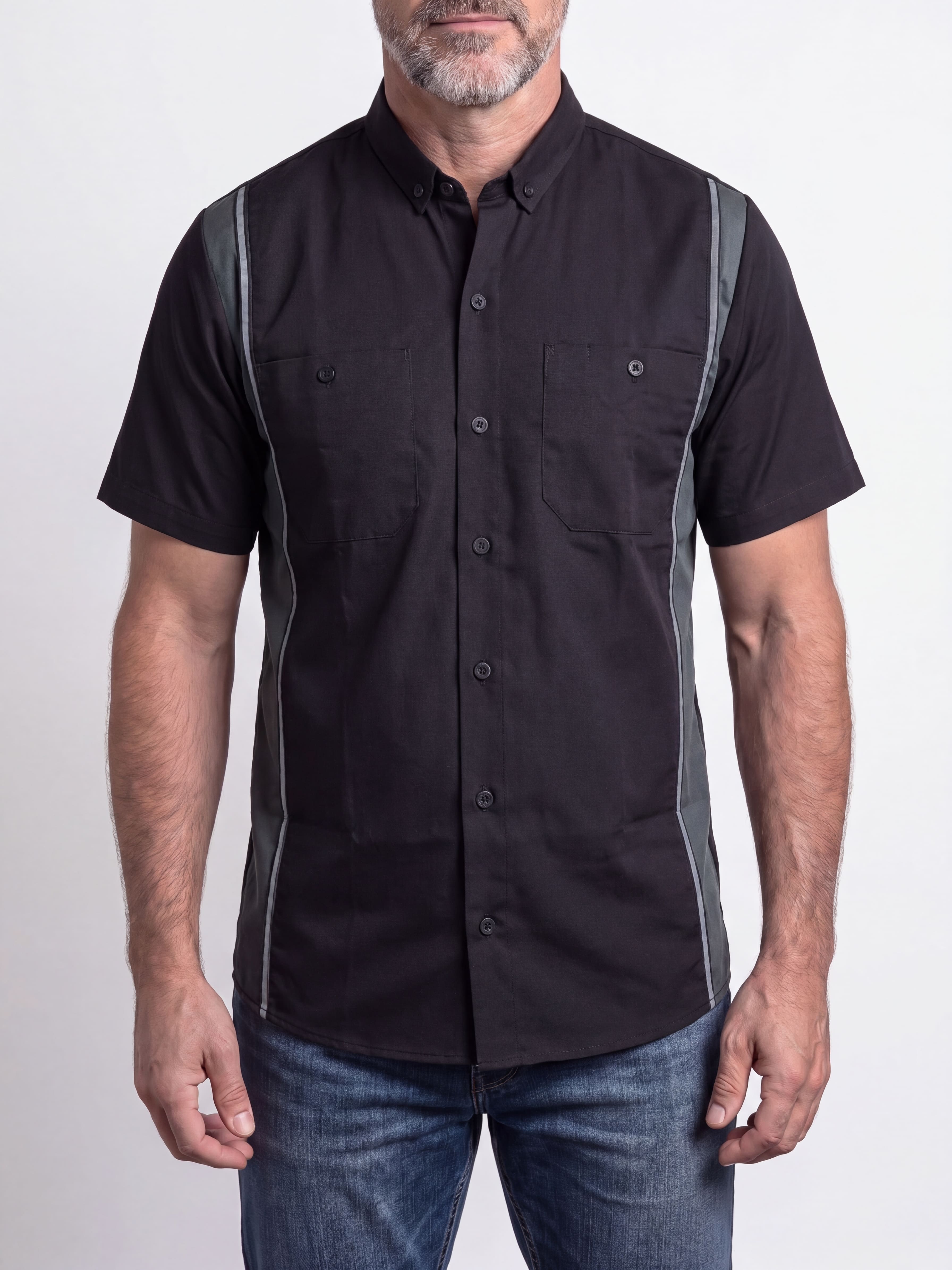 Vance - Men's Work Shirts Grey with Black Sides