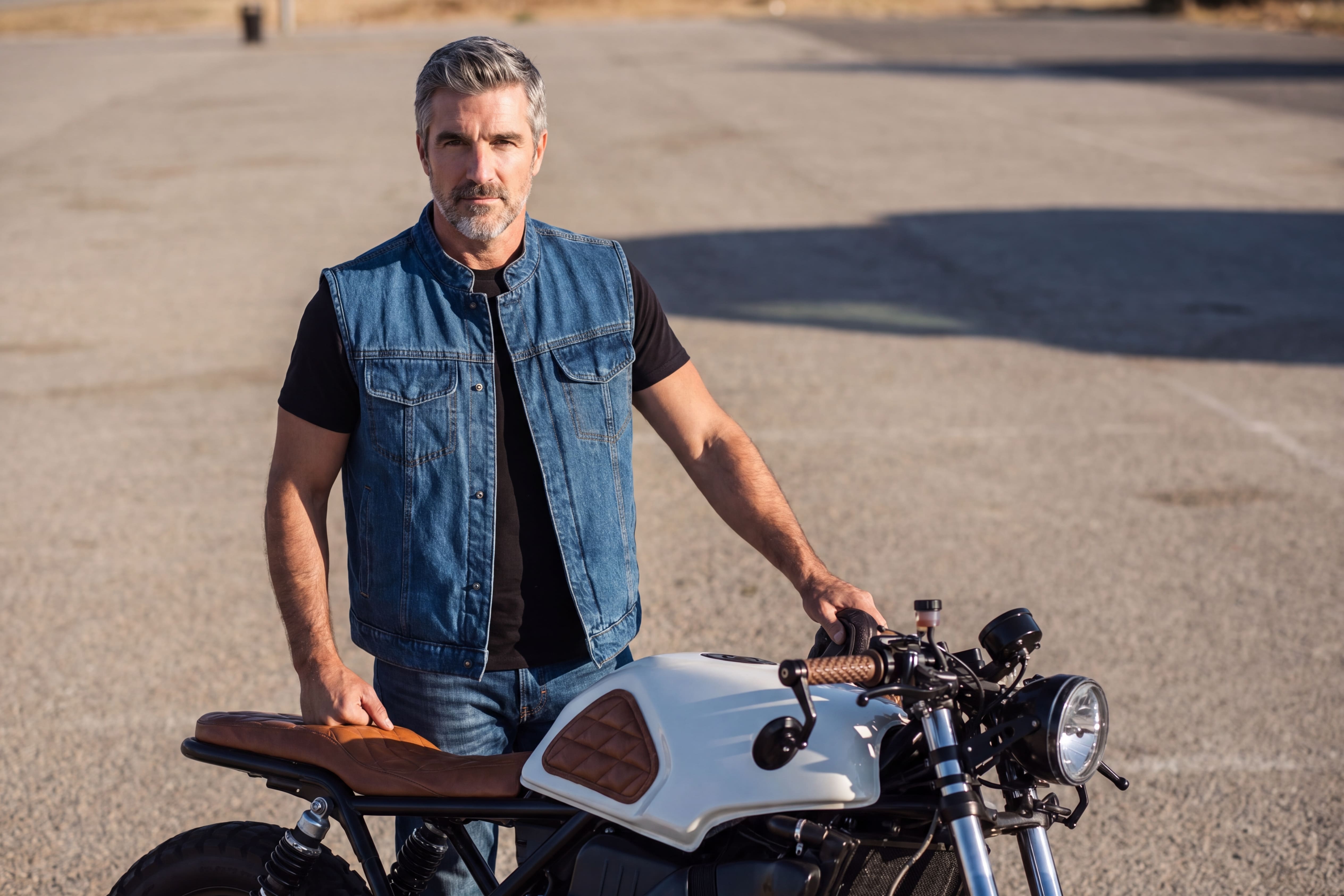 Mens Sky Blue Denim Club Vest w/ Concealed Carry - lifestyle image