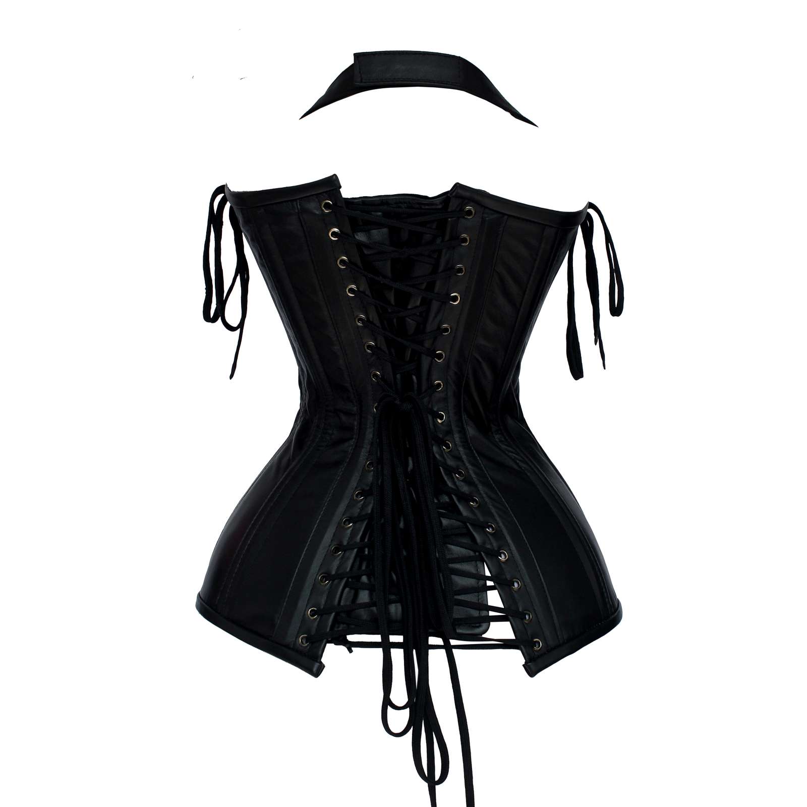Black Leather Corset for Women | 14 Steel Boned Waist Trainer | Cowhide Leather Biker Corset with Antique Brass Zipper | Gothic Steampunk Body Shaper