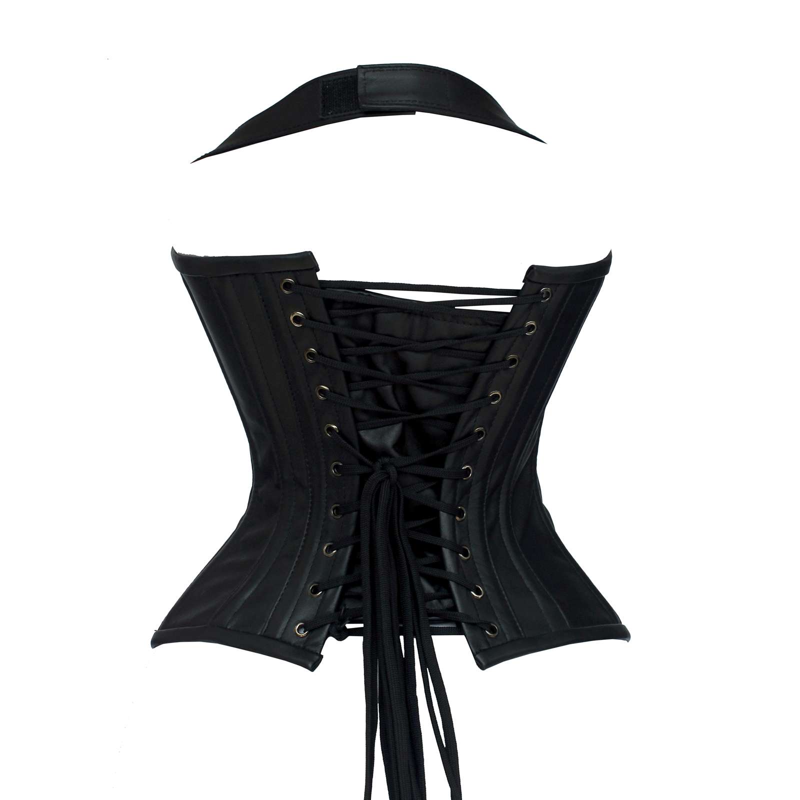 Women’s Black Leather Motorcycle Corset – 14 Steel Boned Waist Trainer