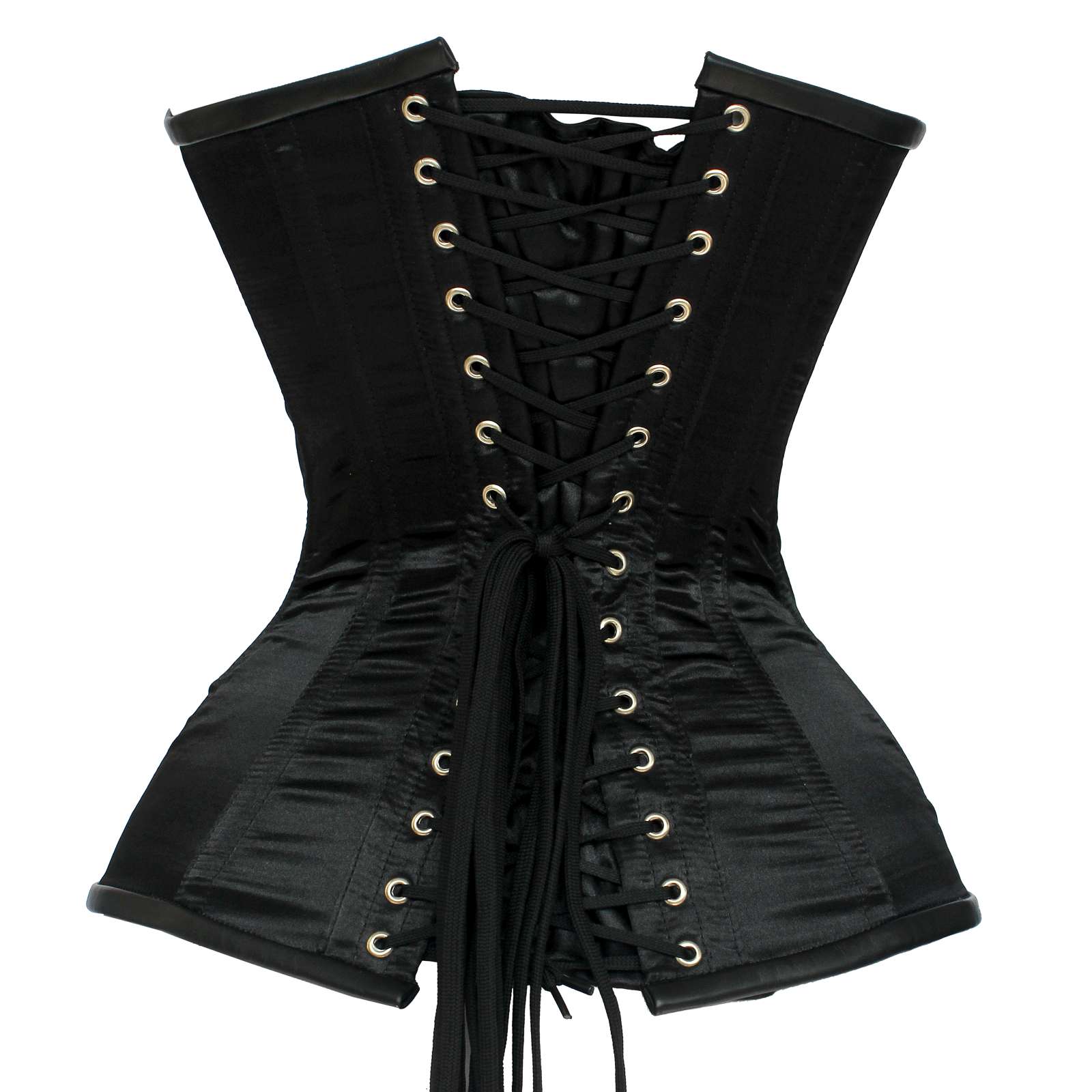 Rock Star Studded Leather & Satin Waist Trainer Corset | Black Leather Corset for Women | Gothic Steampunk Body Shaper