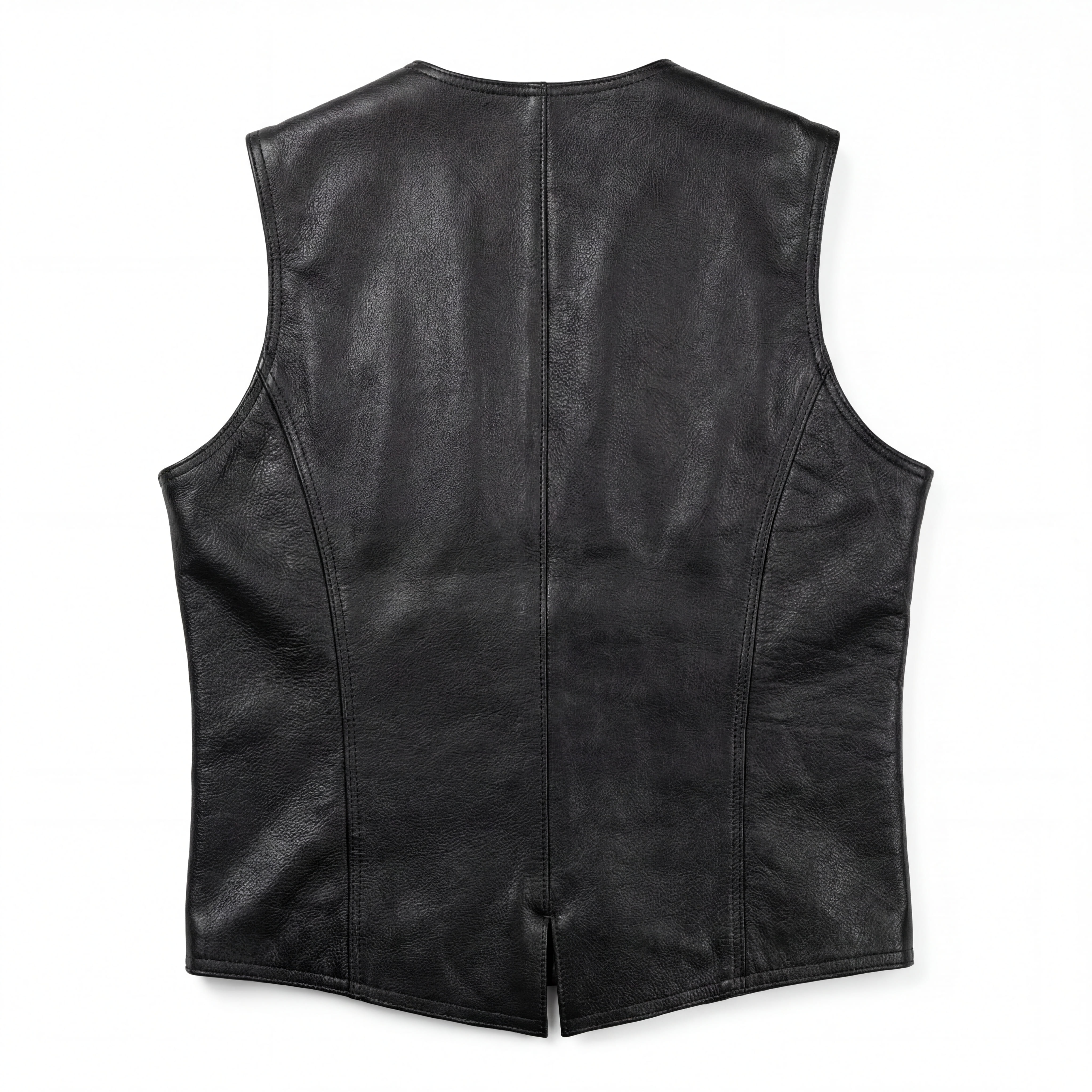 Vance Women’s Classic Black Leather Motorcycle Vest Snap Front Biker Vest with CCW Pockets - Back