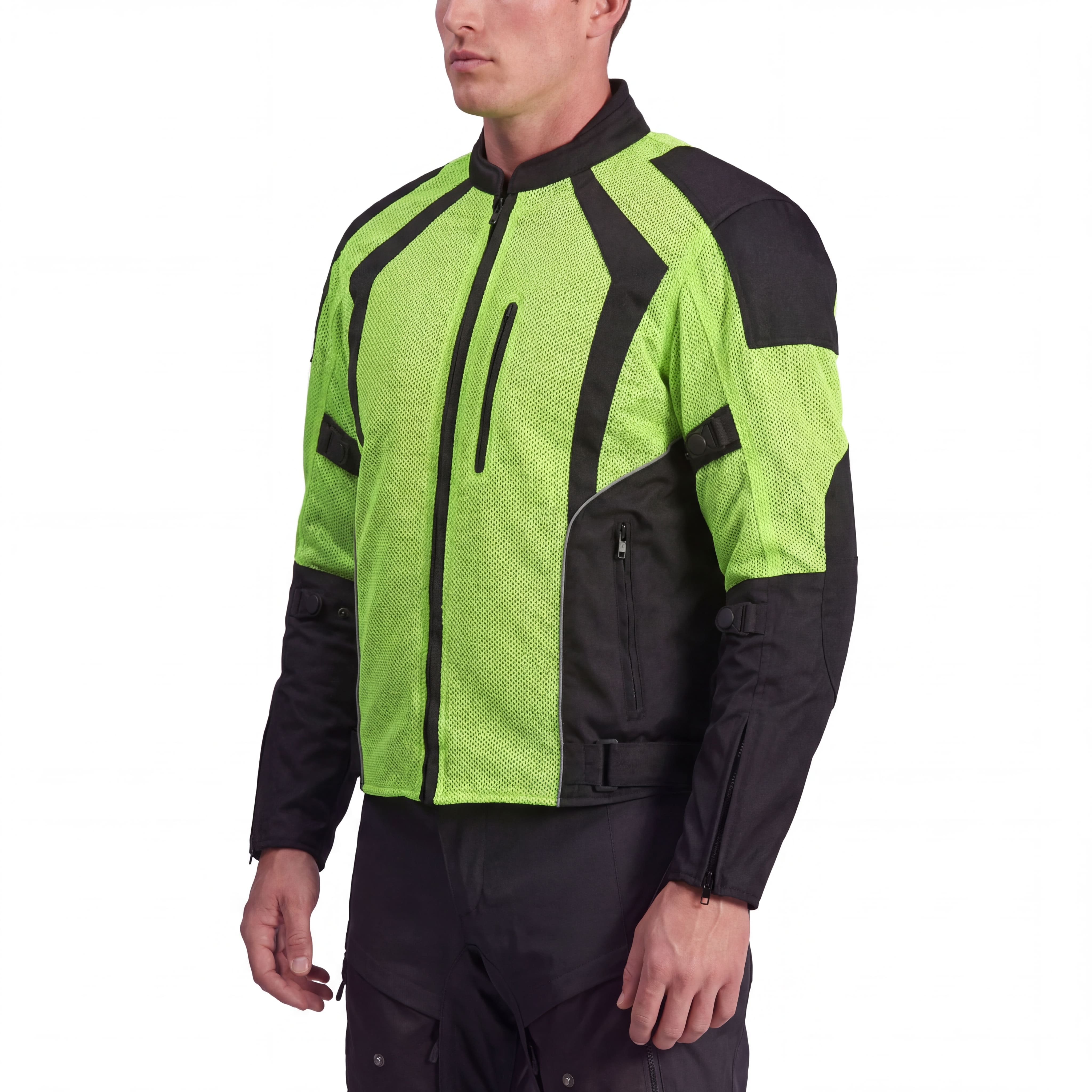 Mens Hi Vis All Weather Season CE Armor Mesh Motorcycle Jacket