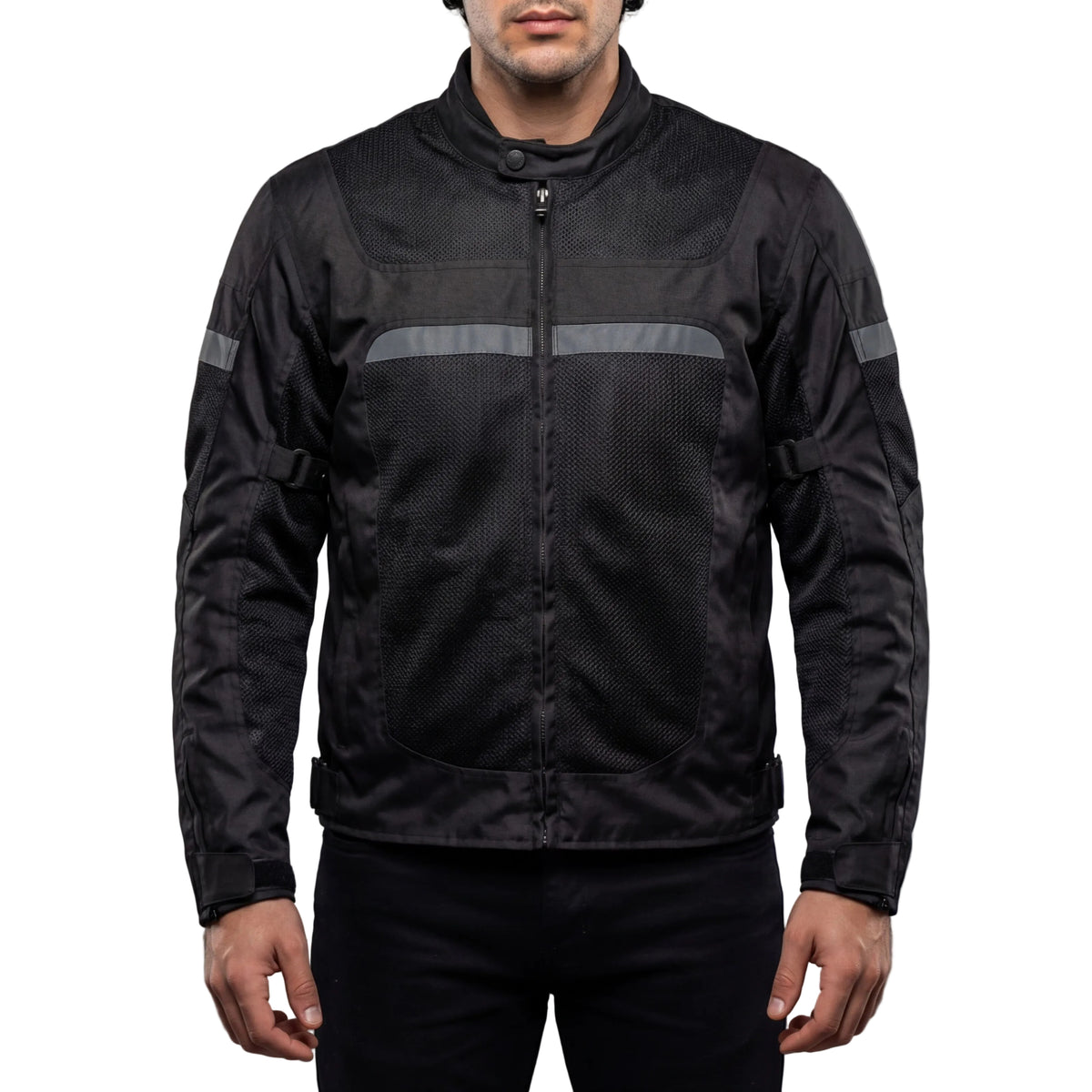 Vance Mens All Weather Season CE Armor Mesh Motorcycle Jacket - Front Pose
