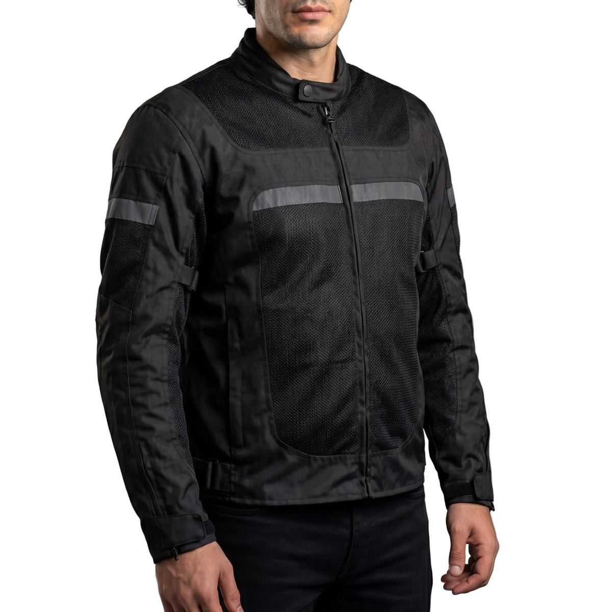 Vance Mens All Weather Season CE Armor Mesh Motorcycle Jacket - Side Pose