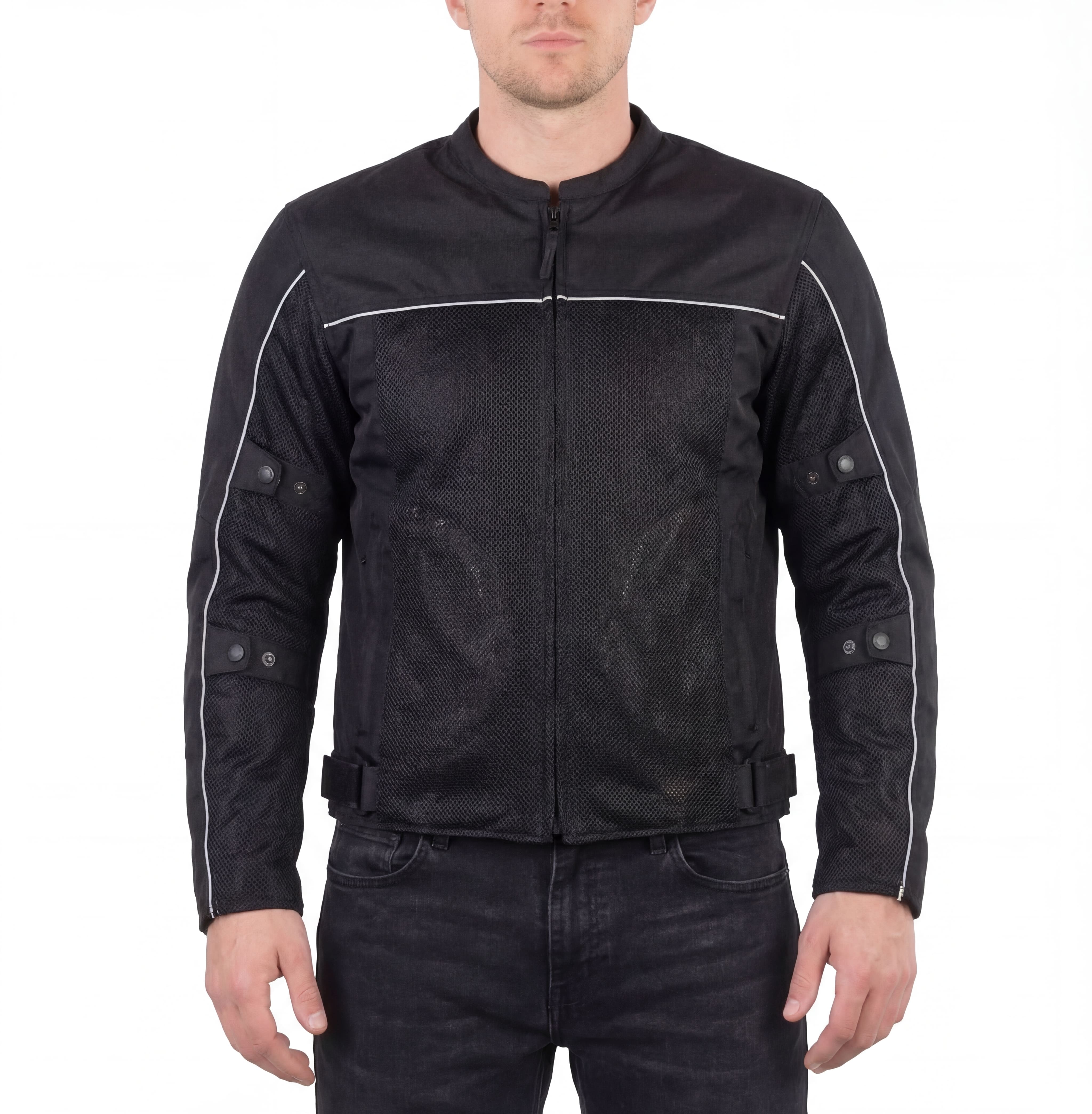 Vance Velocity 3-Season Mesh Motorcycle Jacket with CE Armor & Removeable Liner - Front Pose