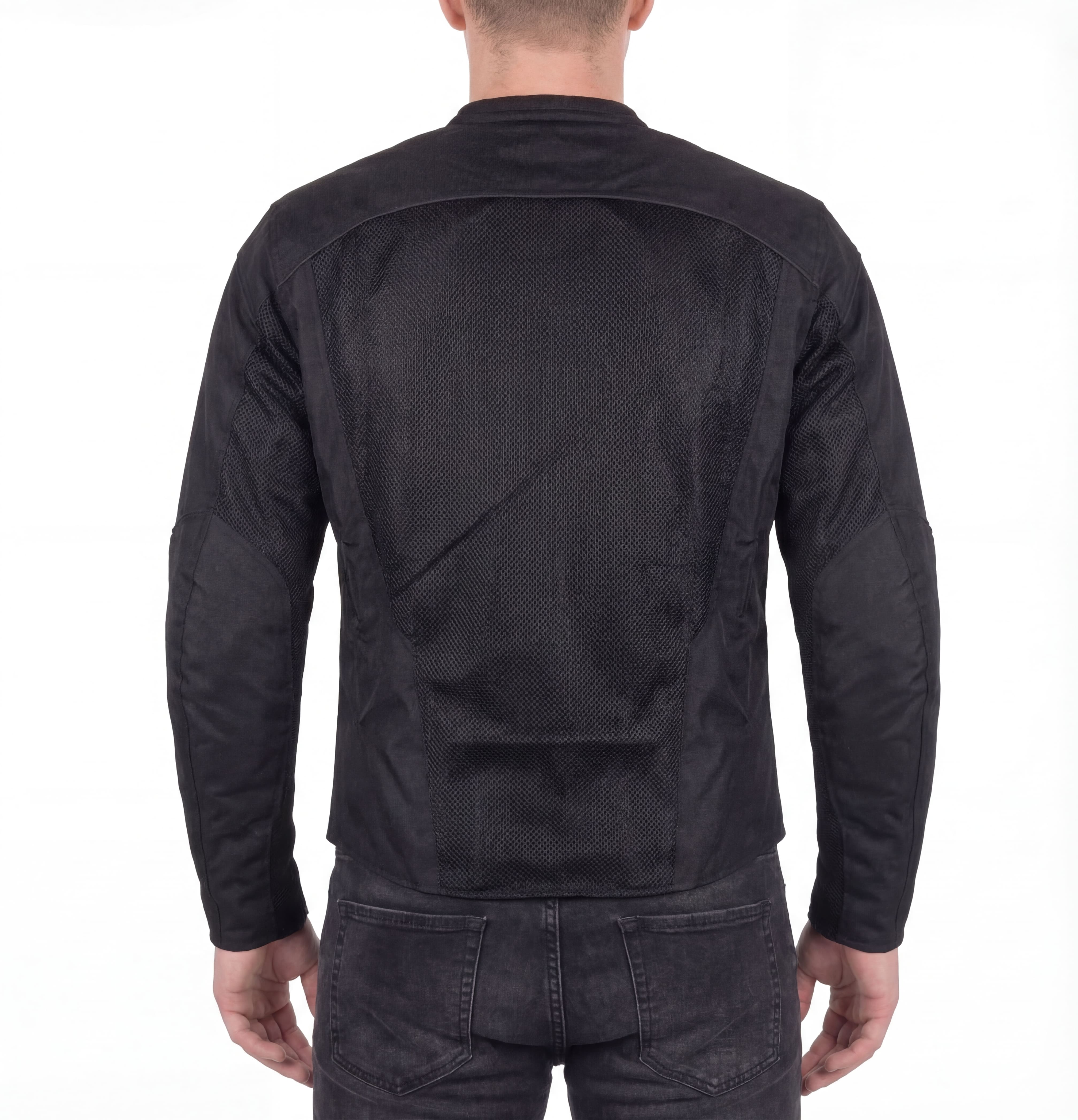 Vance Men's 3-Season Mesh/Textile CE Armor Motorcycle Jacket - Back Pose