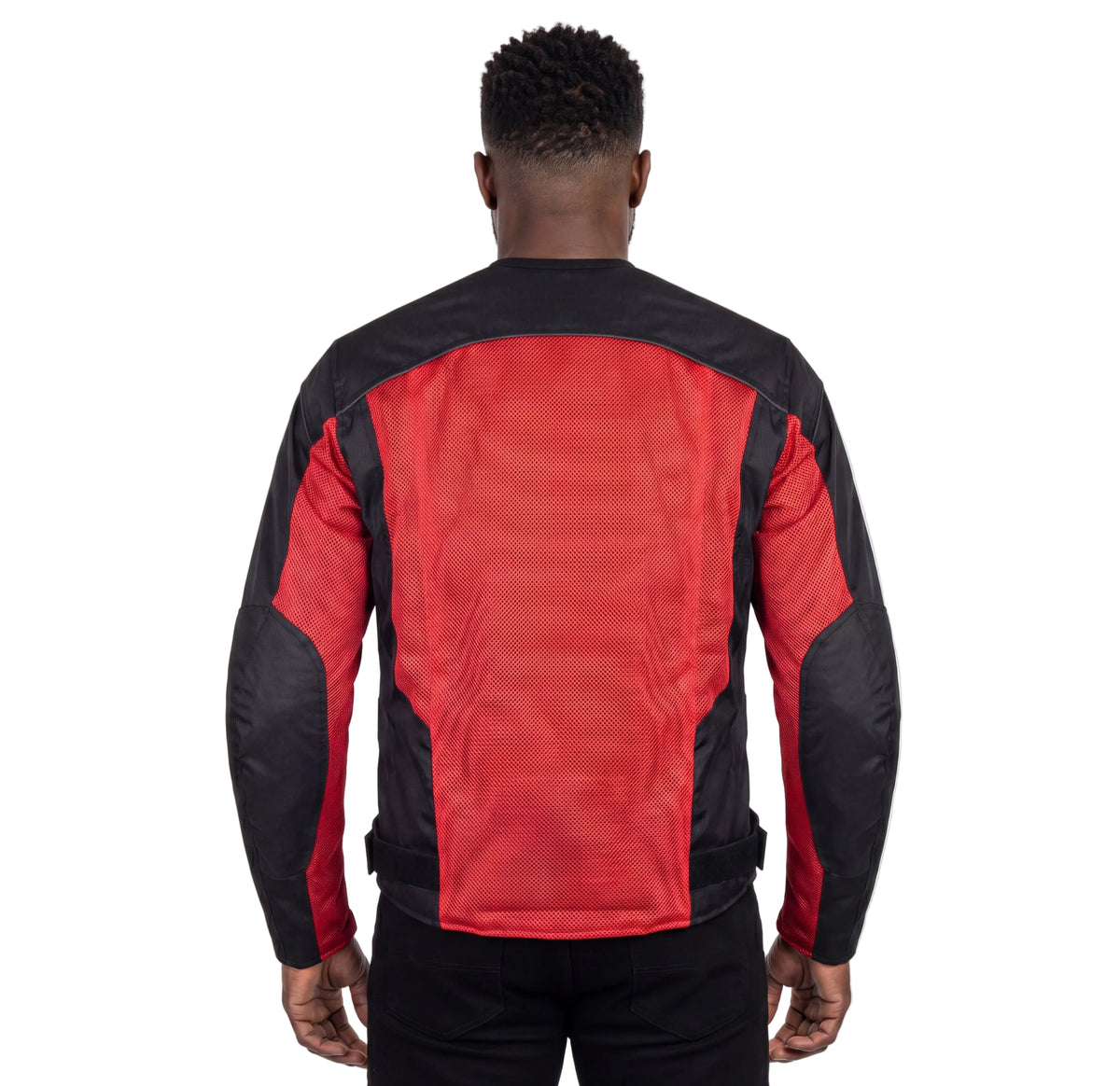 Vance Mens Red Advanced 3-Season Mesh/Textile CE Armor Motorcycle Jacket - back pose