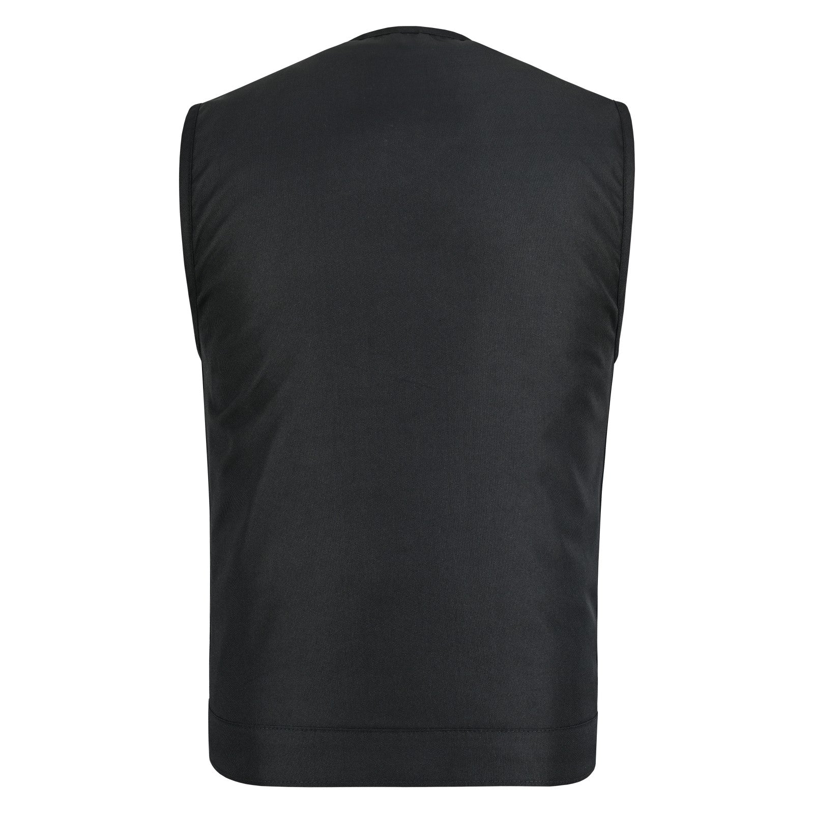 Men’s Premium Collarless Textile Motorcycle Vest Heavy Duty SOA Club Style Vest w/ Front Zipper and Snap Closure - Back view