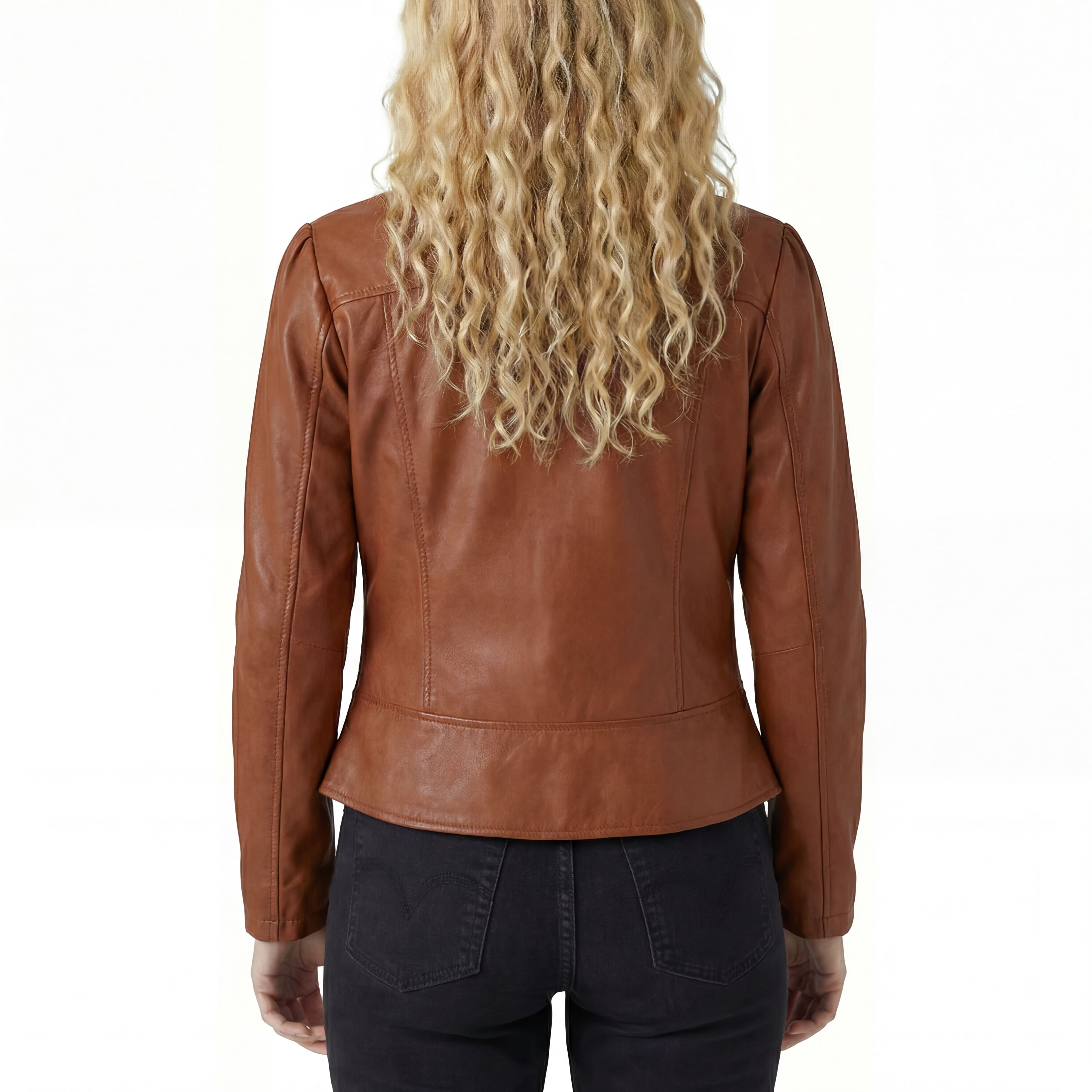 Vance Leathers Ladies Premium Soft Lightweight Brown Fitted Motorcycle Leather Jacket