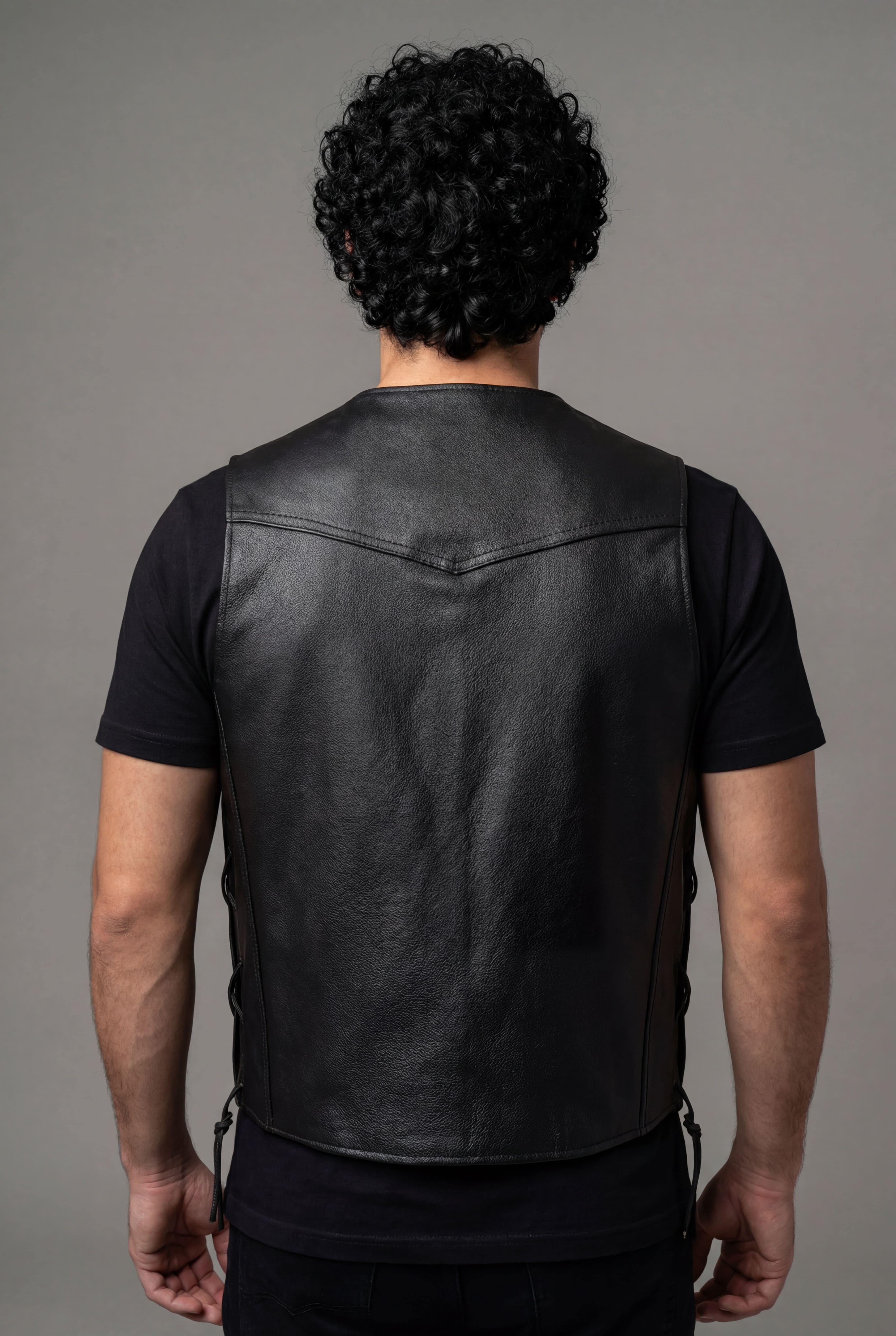 Vance Leather Gambler Style Premium Cowhide Leather Vest - back pose