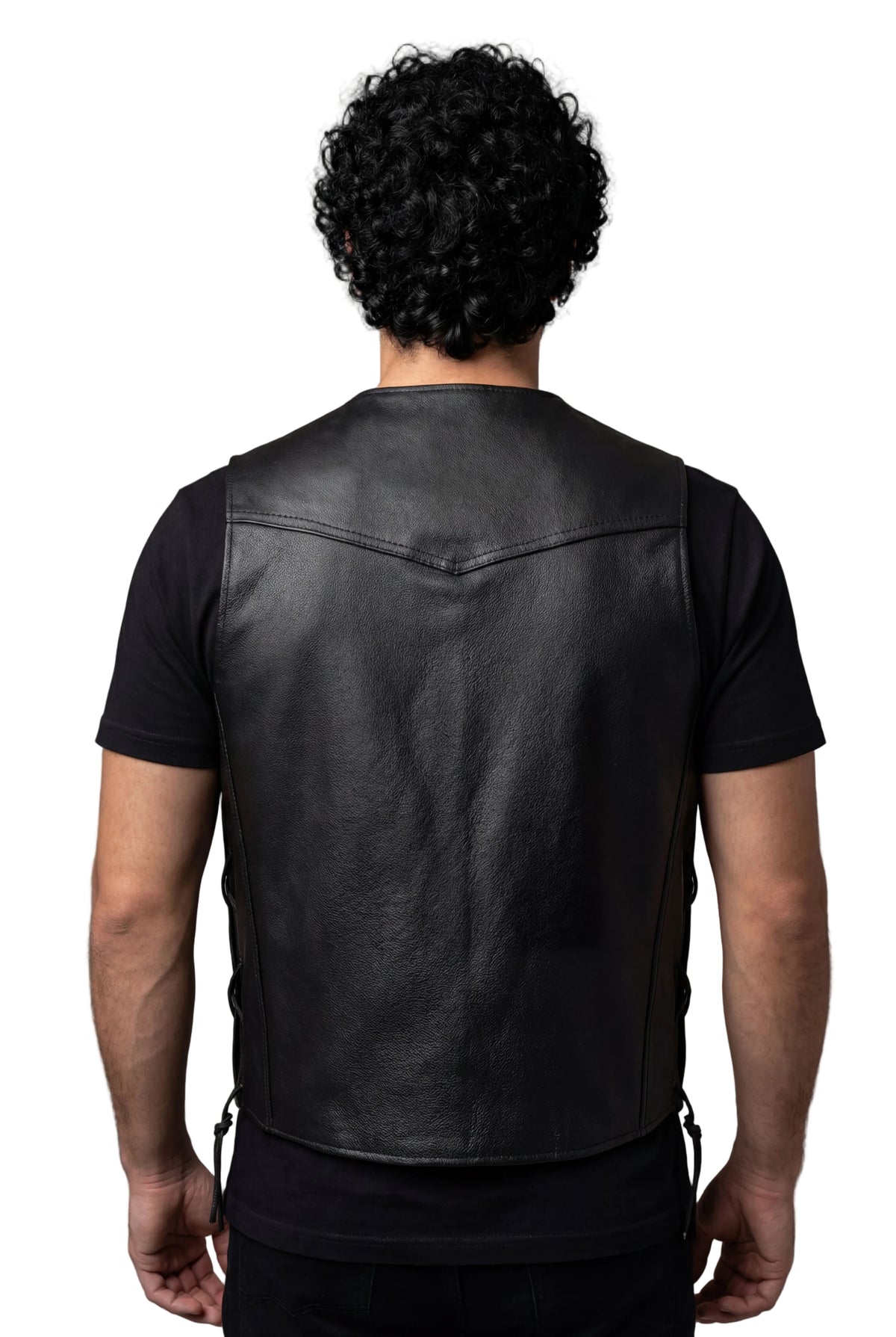 Vance Leather Gambler Style Premium Cowhide Leather Vest - back pose