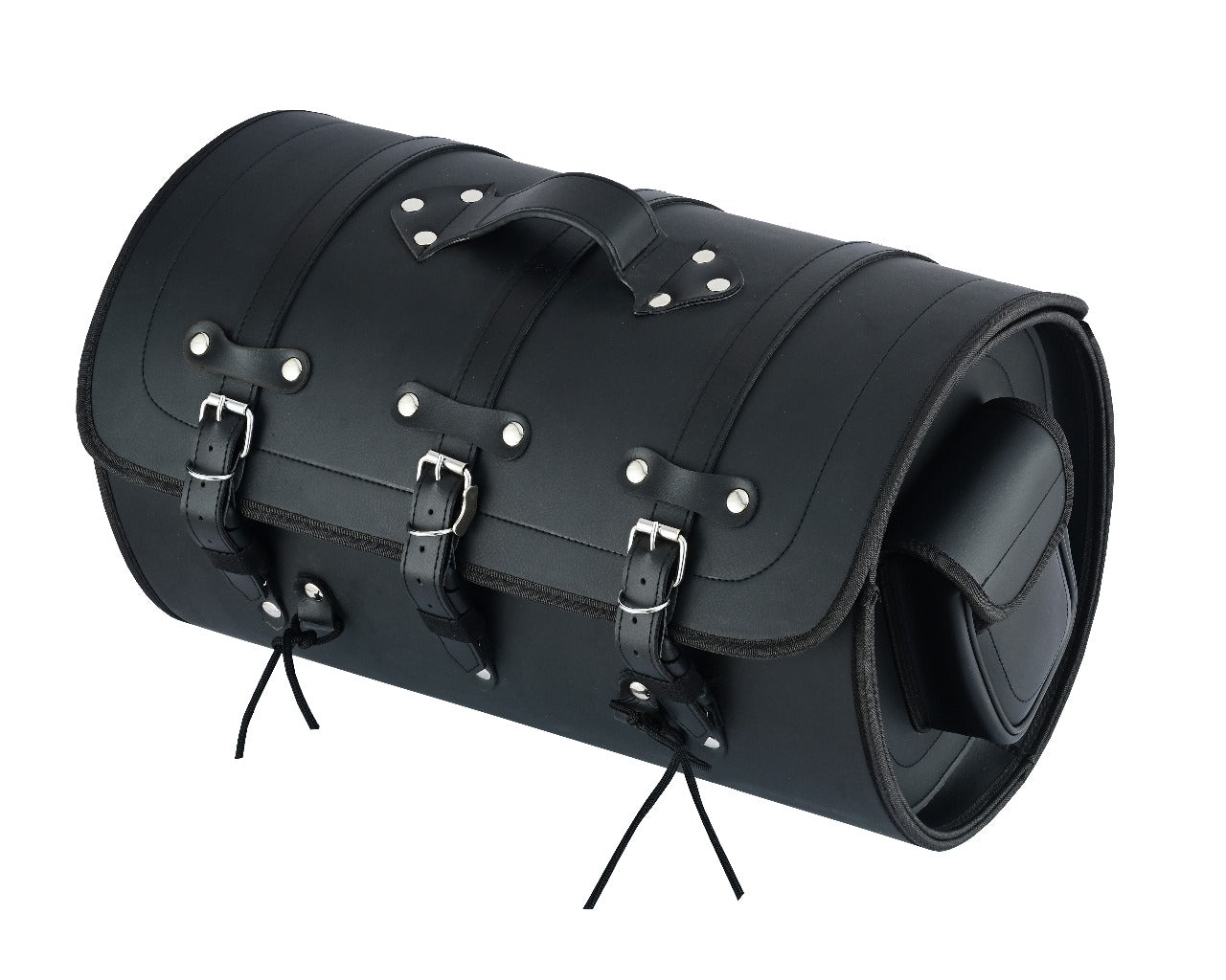 Vance Premium PVC Motorcycle Tail Bag | Durable Travel Storage Bag with Quick-Release Straps & Side Pockets - Side View