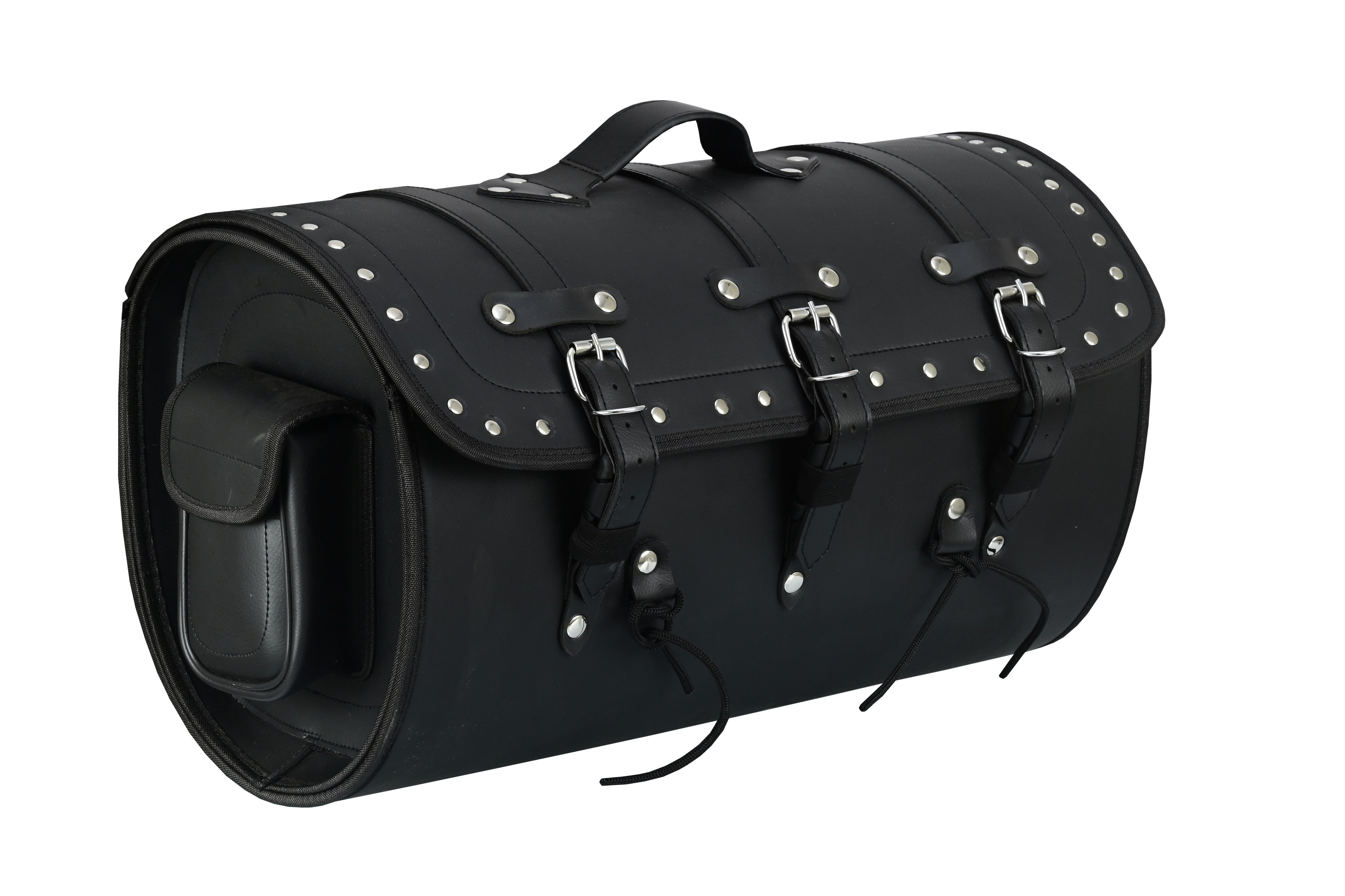 Vance Premium Studded PVC Motorcycle Tail Bag with Quick-Release Straps & Side Pockets