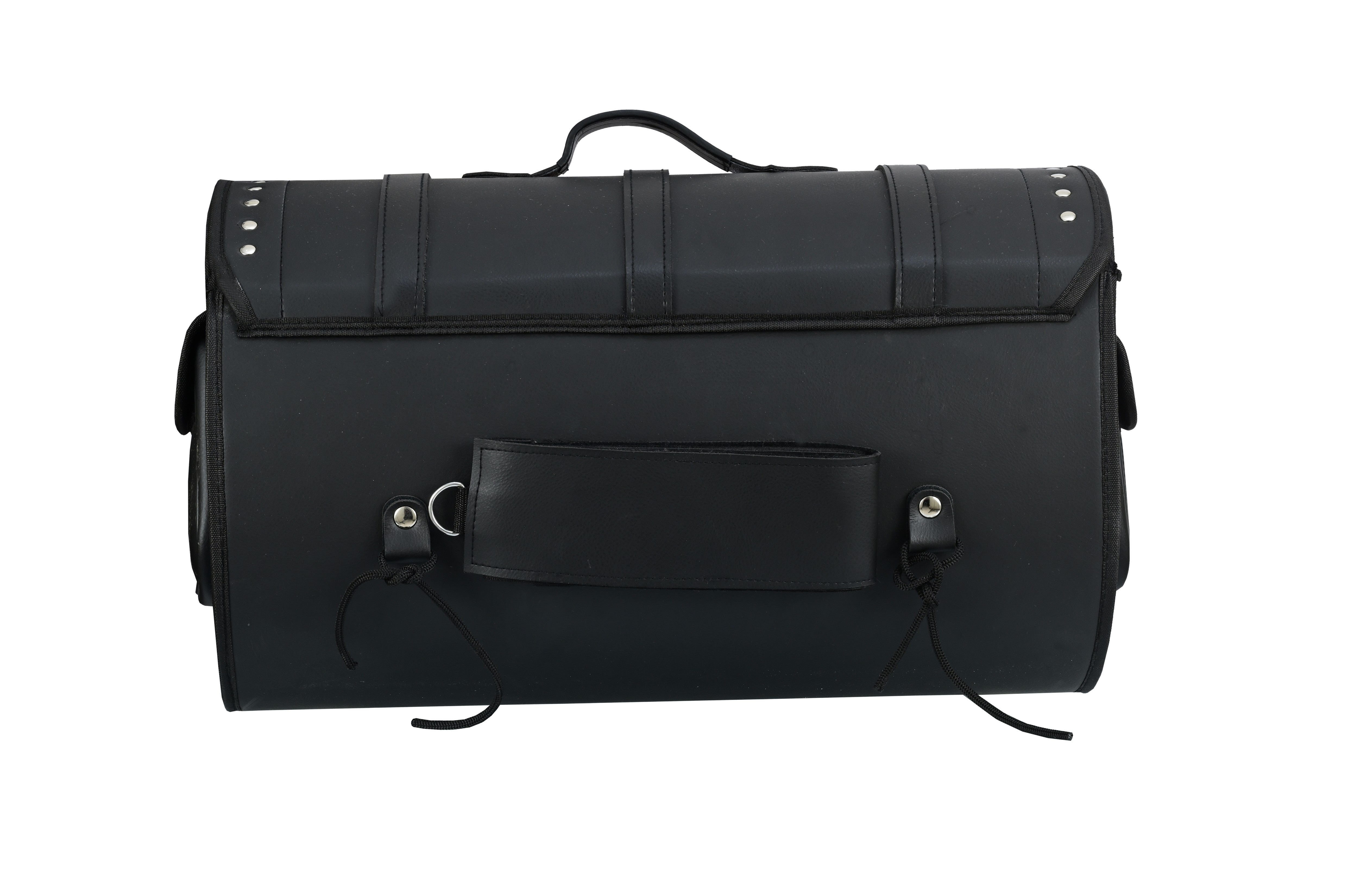 Vance Premium Studded PVC Motorcycle Tail Bag with Quick-Release Straps & Side Pockets