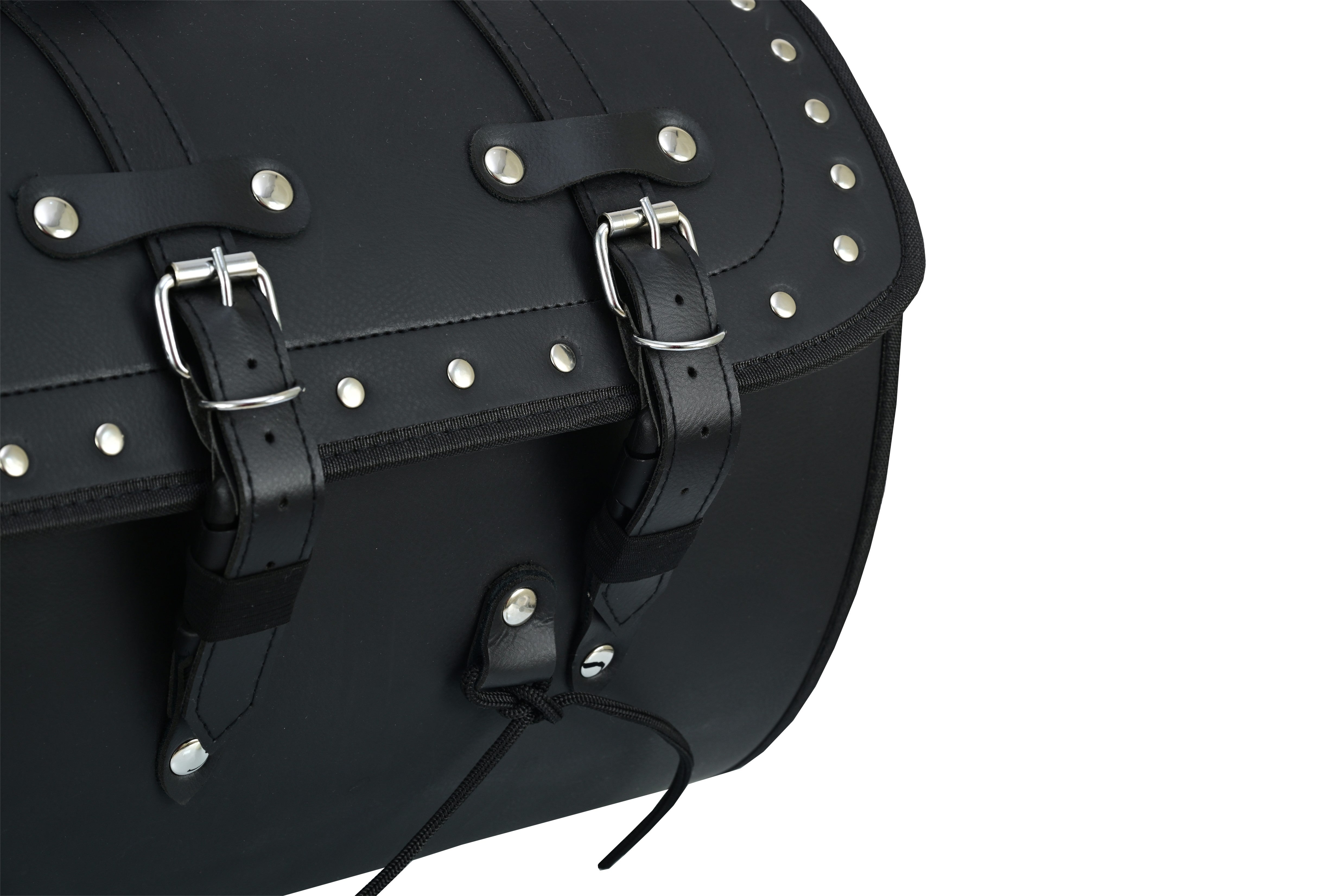 Vance Premium Studded PVC Motorcycle Tail Bag with Quick-Release Straps & Side Pockets