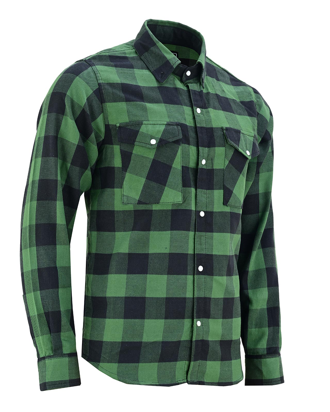 Vance Green Men's Long Sleeve Plaid Snap Down Casual Flannel Shirt - Side Pose