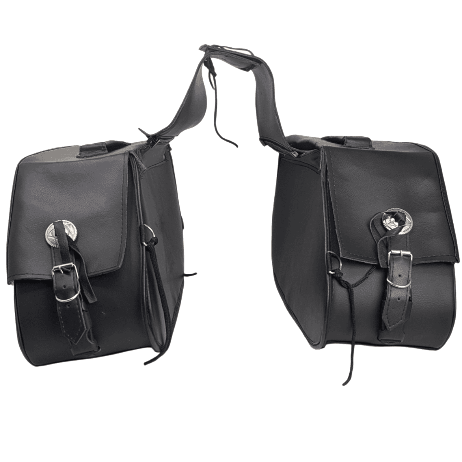 Vance VS225 Black Studded Motorcycle Saddlebags 30L Water-Resistant Fits Honda, Yamaha, Kawasaki, Indian, and Harley - Back