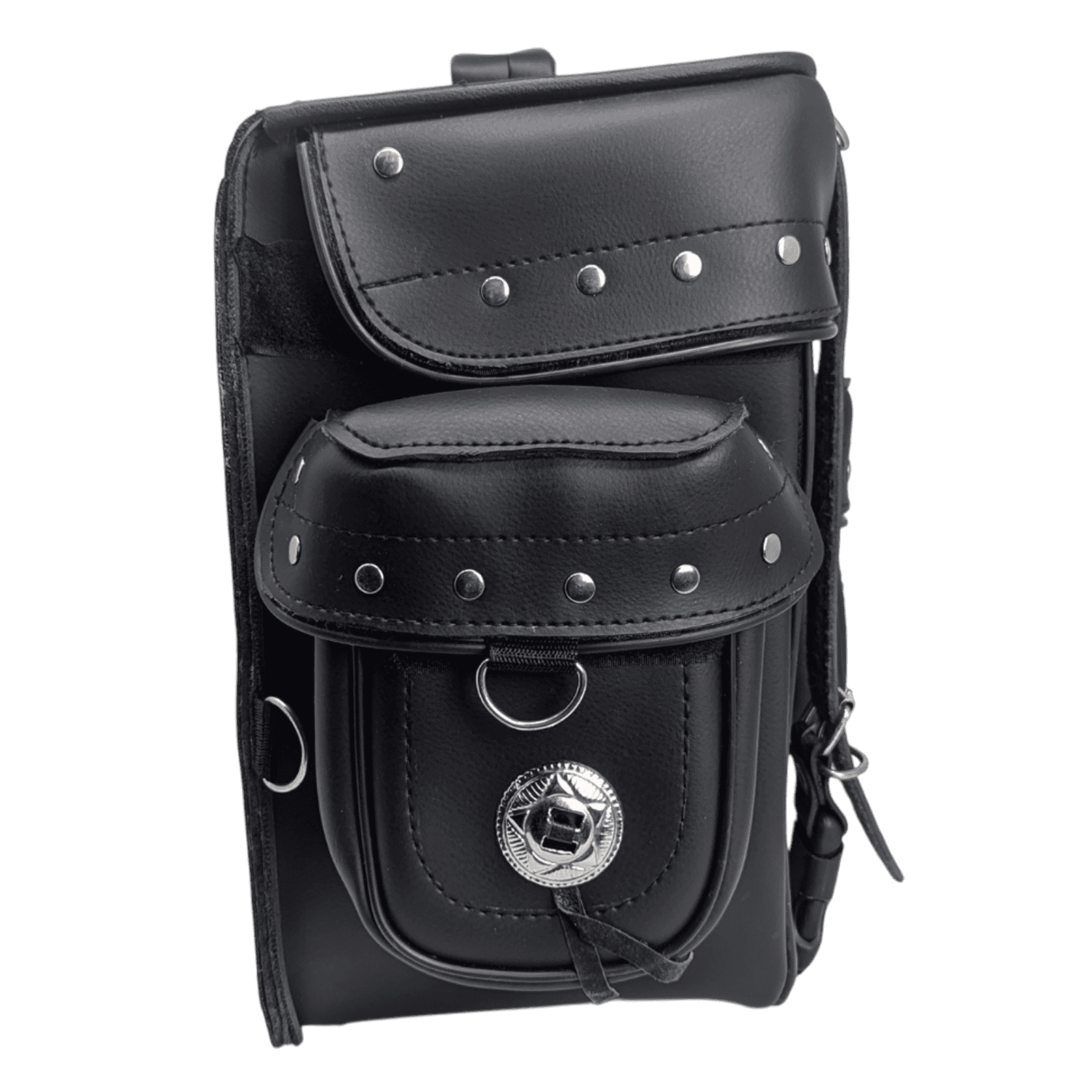 Vance VS337 Premium PVC Studded Motorcycle Sissy Bar Bag for Harley Motorcycles - Side