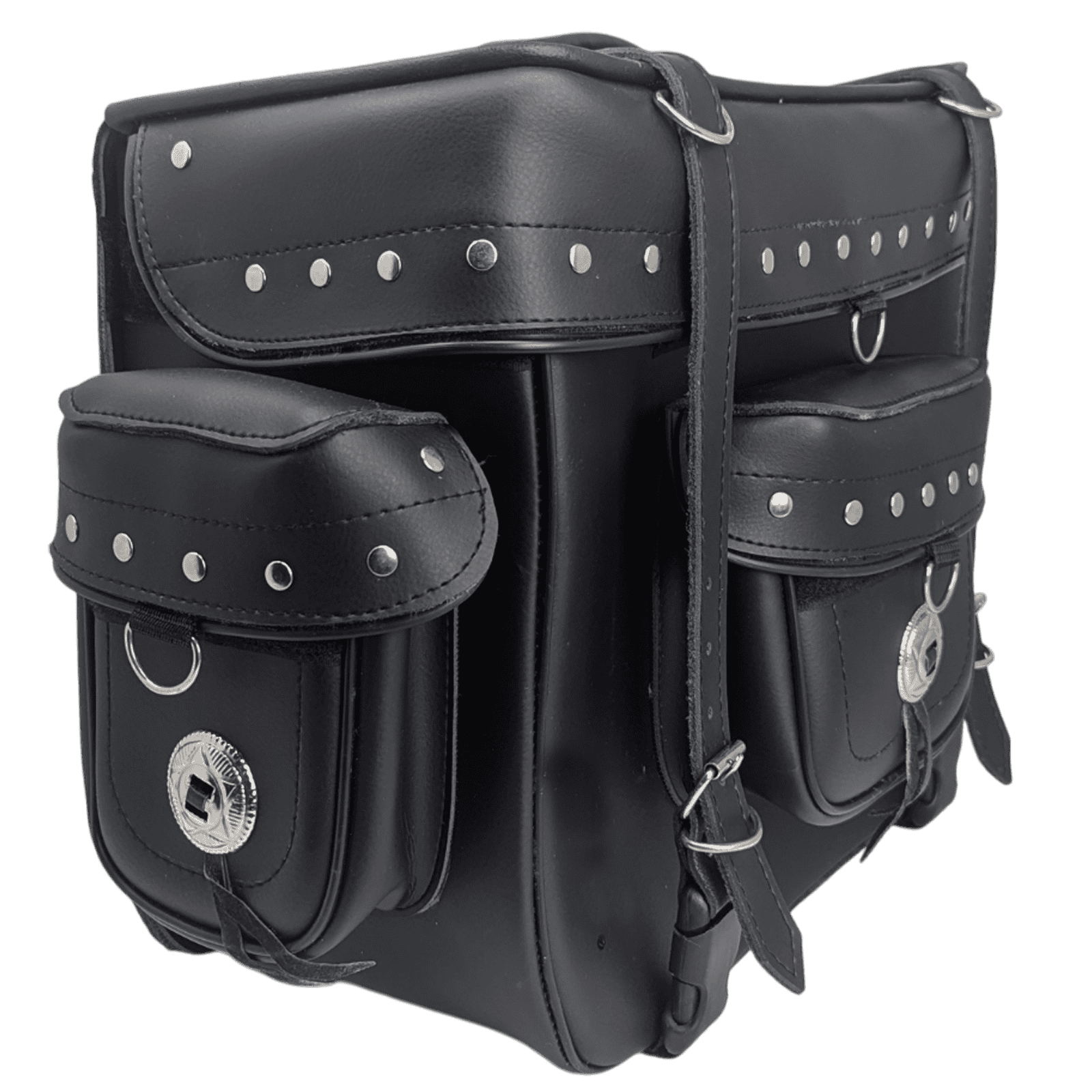 Vance VS337 Premium PVC Studded Motorcycle Sissy Bar Bag for Harley Motorcycles - Side View