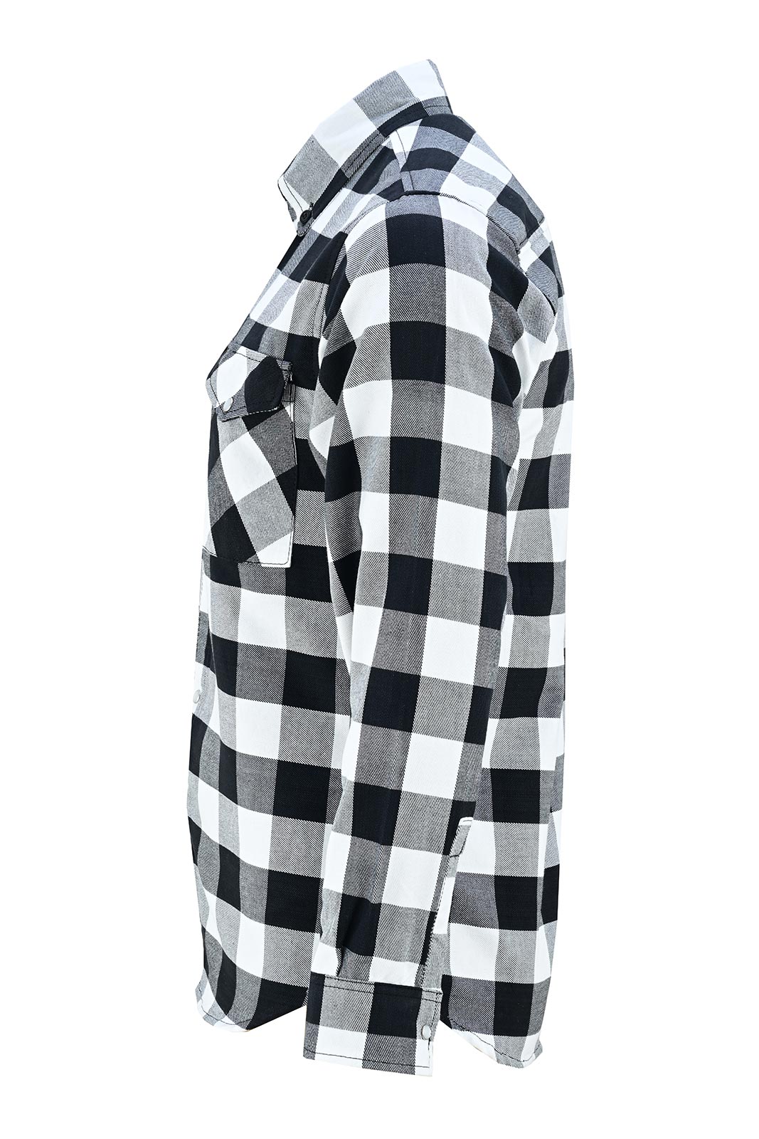 Vance White & Black Men's Long Sleeve Plaid Snap Down Casual Flannel Shirt - Side View