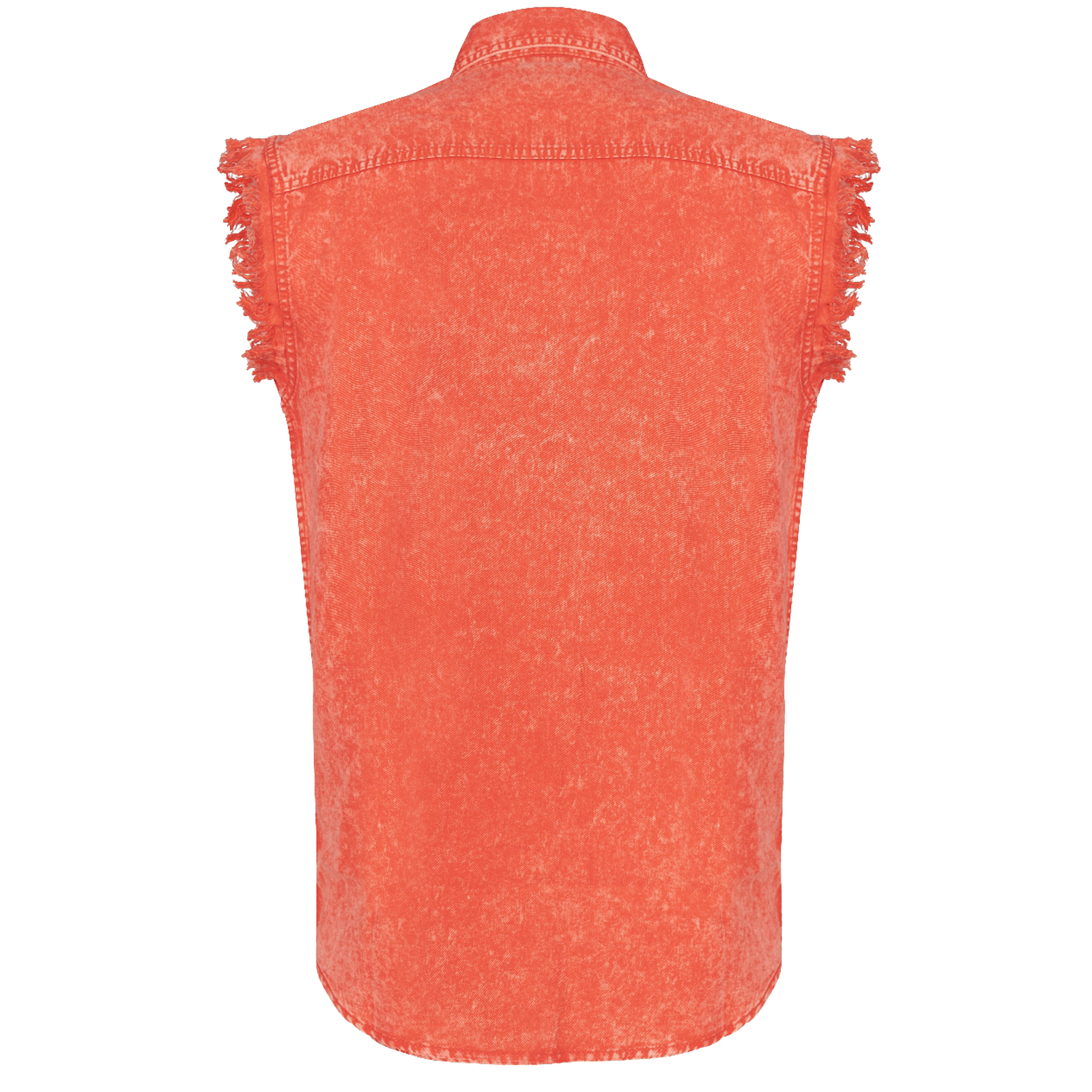 Vance vb735 Mens Biker Motorcycle Orange Acid Wash Cut Off Sleeveless Shirt - Back