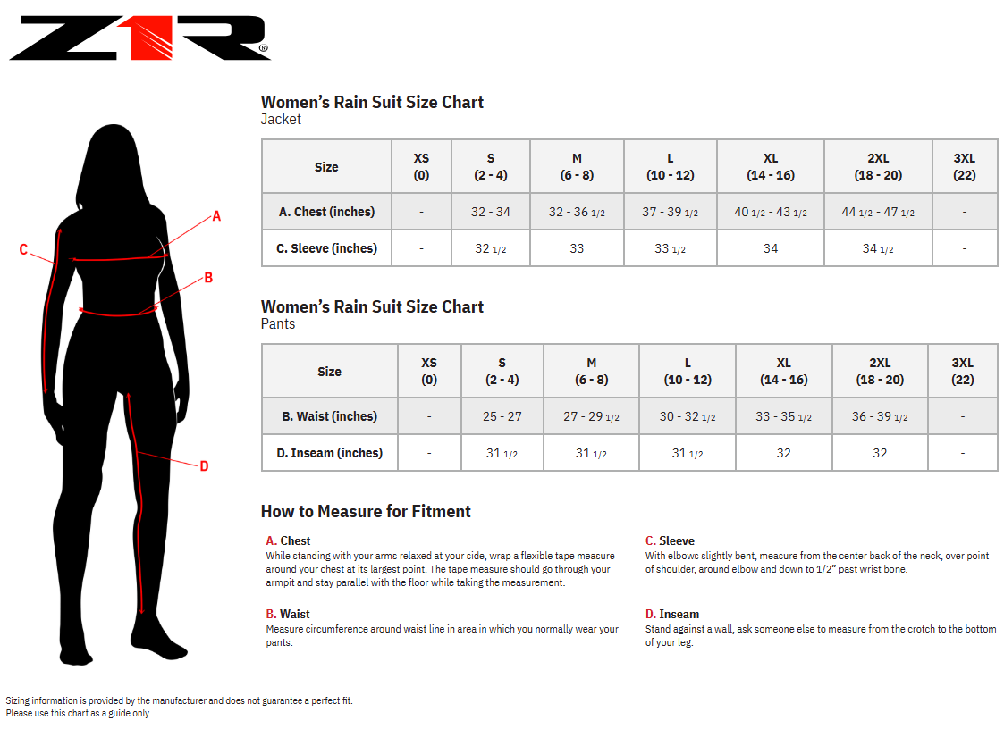 Z1R Women's 2-Piece Rainsuit Motorcycle Rain Gear