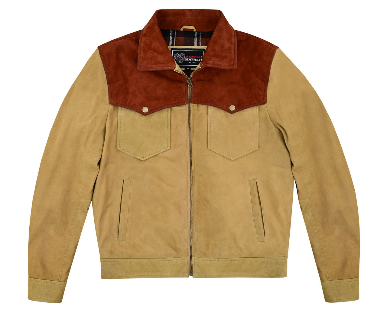 Men's Western Goat Suede Two-Tone Leather Jacket