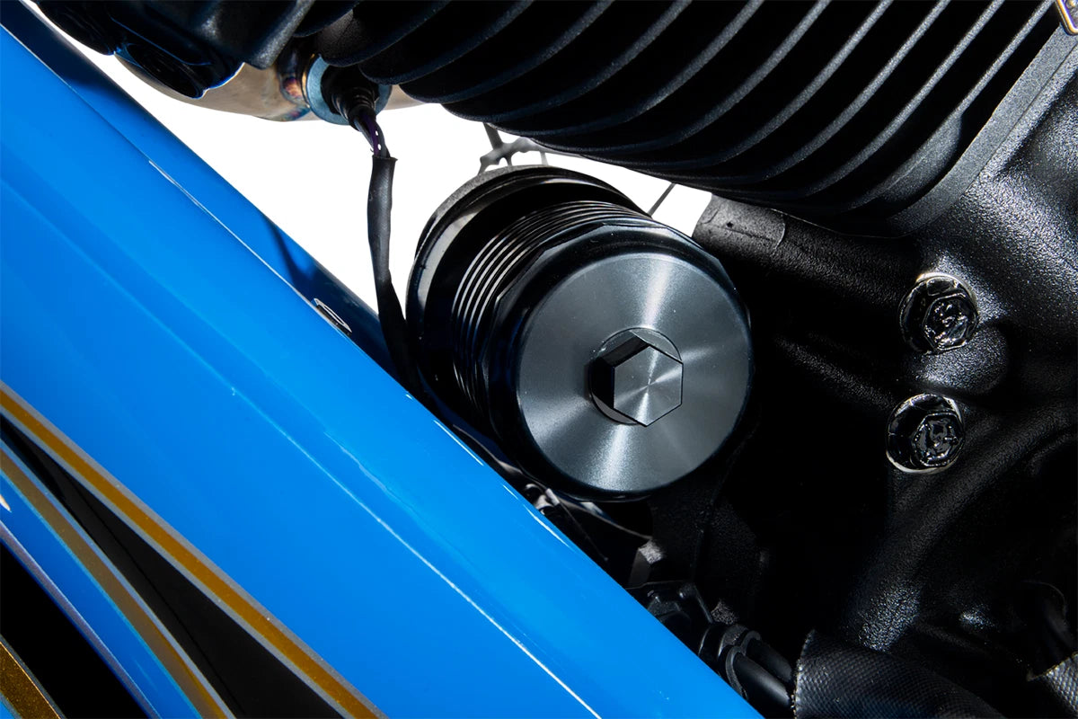 PC Racing Flo Spin-On Oil Filter - Black Anodized for Aprilia/BMW/Buell/H-D/Moto Guzzi/Yamaha