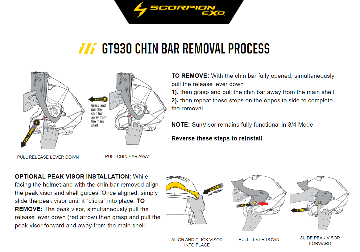 Scorpion EXO-GT930 Transformer Helmet - Chin Bar Removal Process