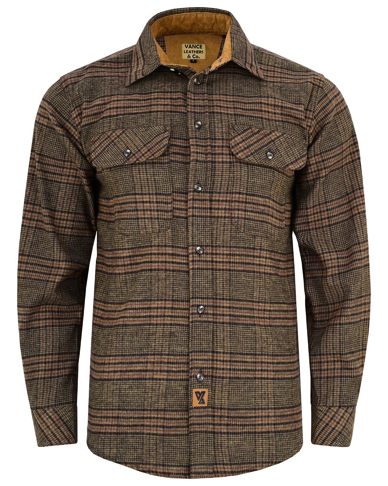 sequoia-mens-long-sleeve-plaid-button-down-casual-flannel-shirt-corduroy-cuffs-front-view