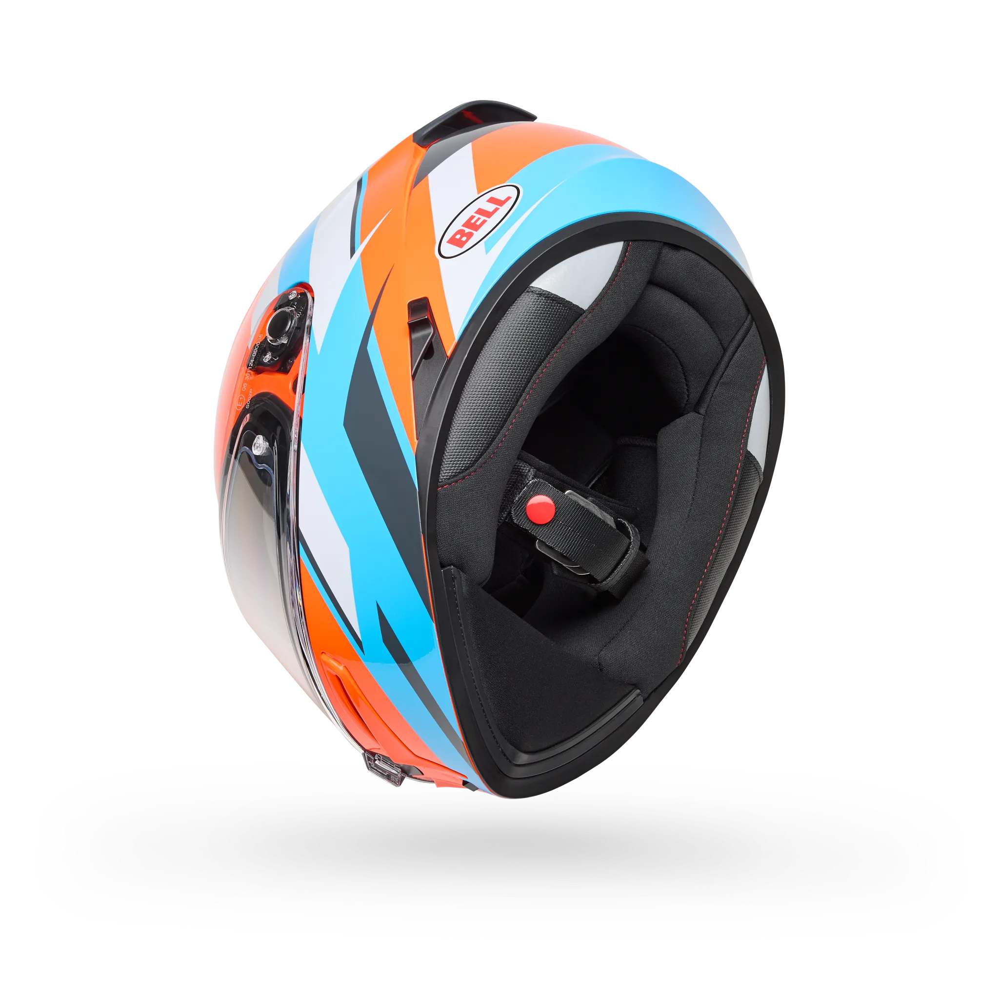 Bell Lithium Nova Full Face Motorcycle Helmet - Orange/Blue - Bottom Side View