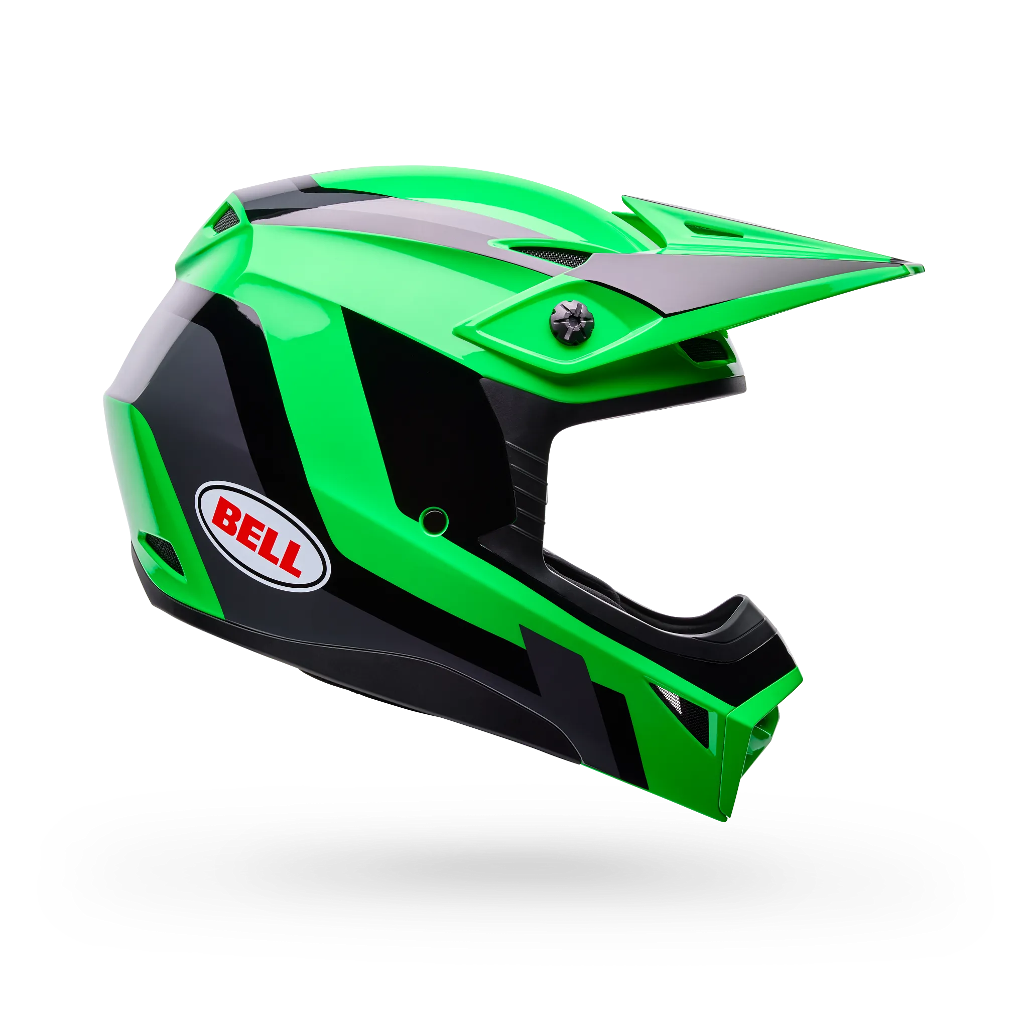 Bell MX-10 Mips Dyno Motorcycle Helmet - Green/Grey - Side View