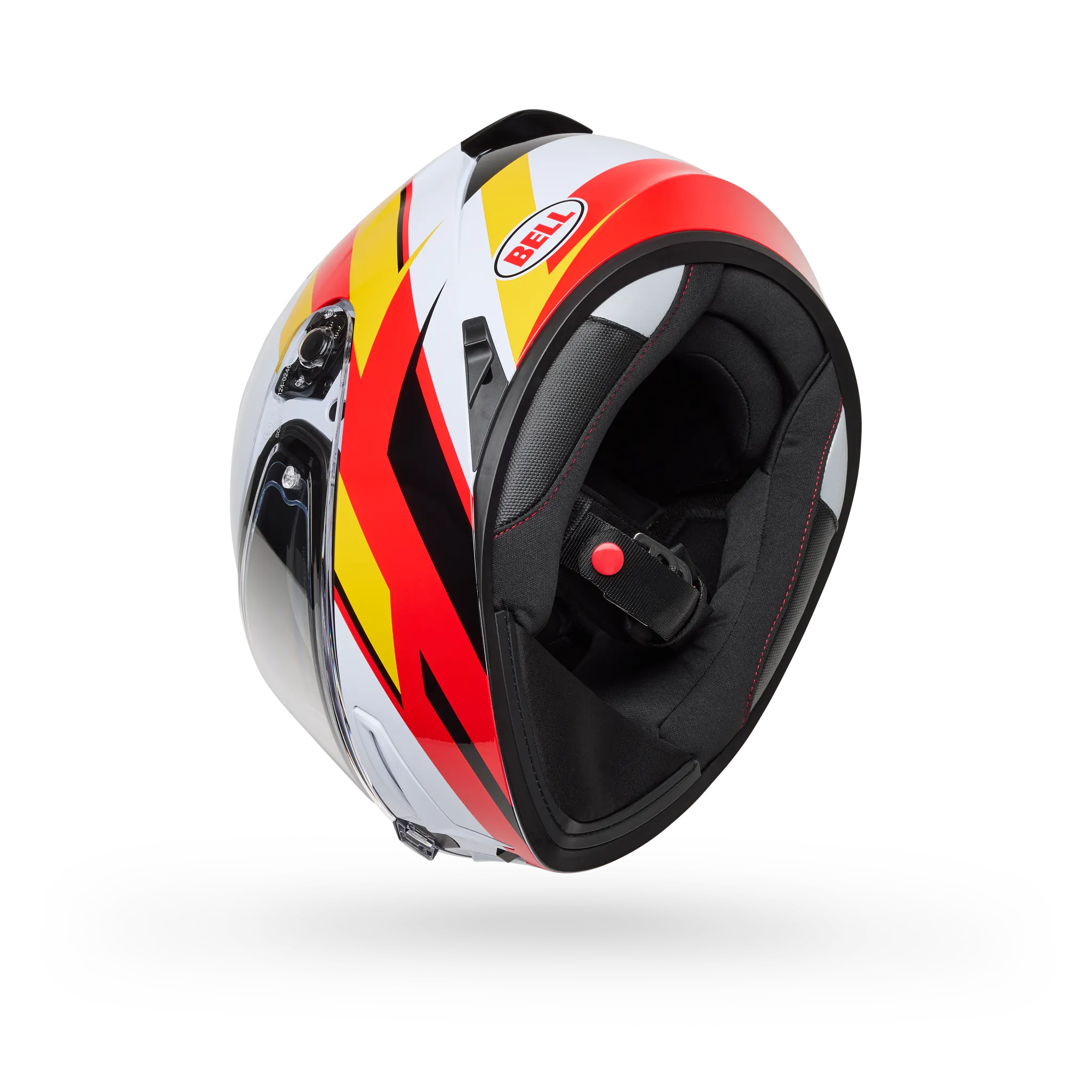 Bell Lithium Nova Full Face Motorcycle Helmet - White/Red - Bottom Side View